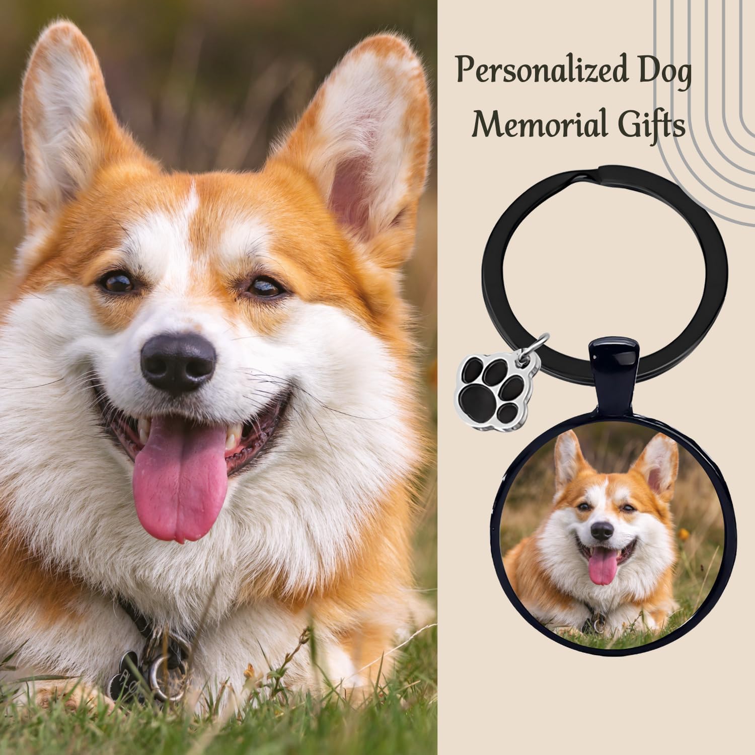 Custom Pet Photo Keychain Personalized Photo Pawprint Dog Tag Keychain Engraved Keyring Animal Pet Lover - Image 3