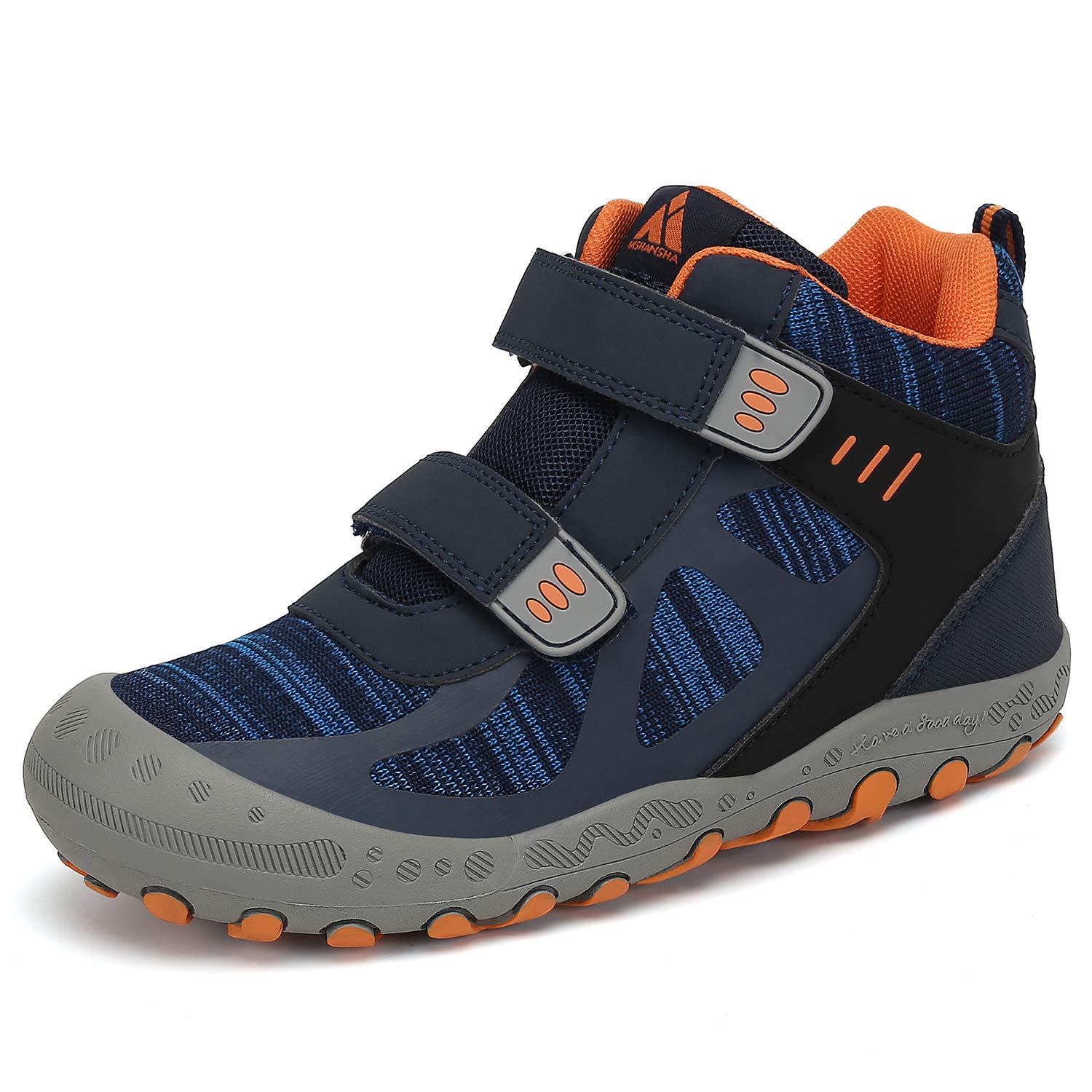 Mishansha Unisex-Child Outdoor Ankle Hiking Boots Boys Girls Trekking Walking Shoes with Hook and Loop