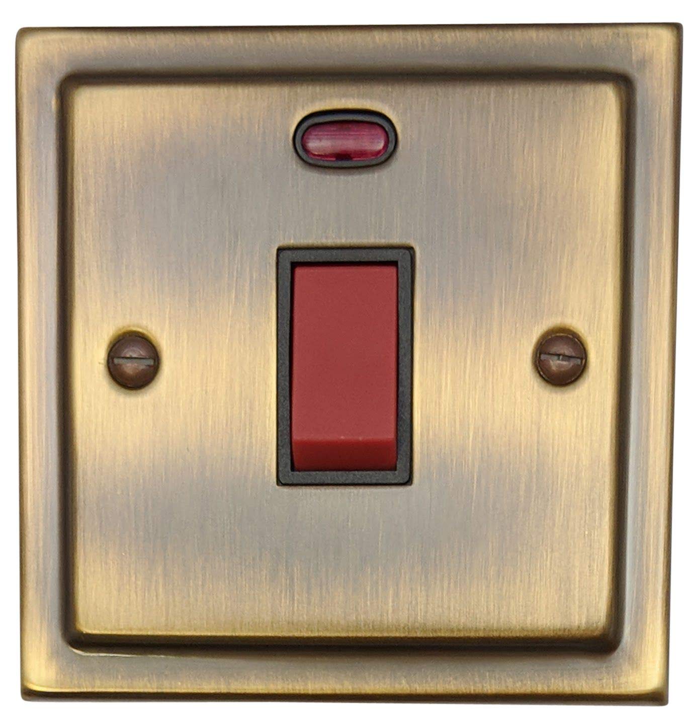G&H Brassware Bronze G&H Tab46b Trimline Plate Antique 45 Amp Dp Cooker Switch & Neon Single Plate