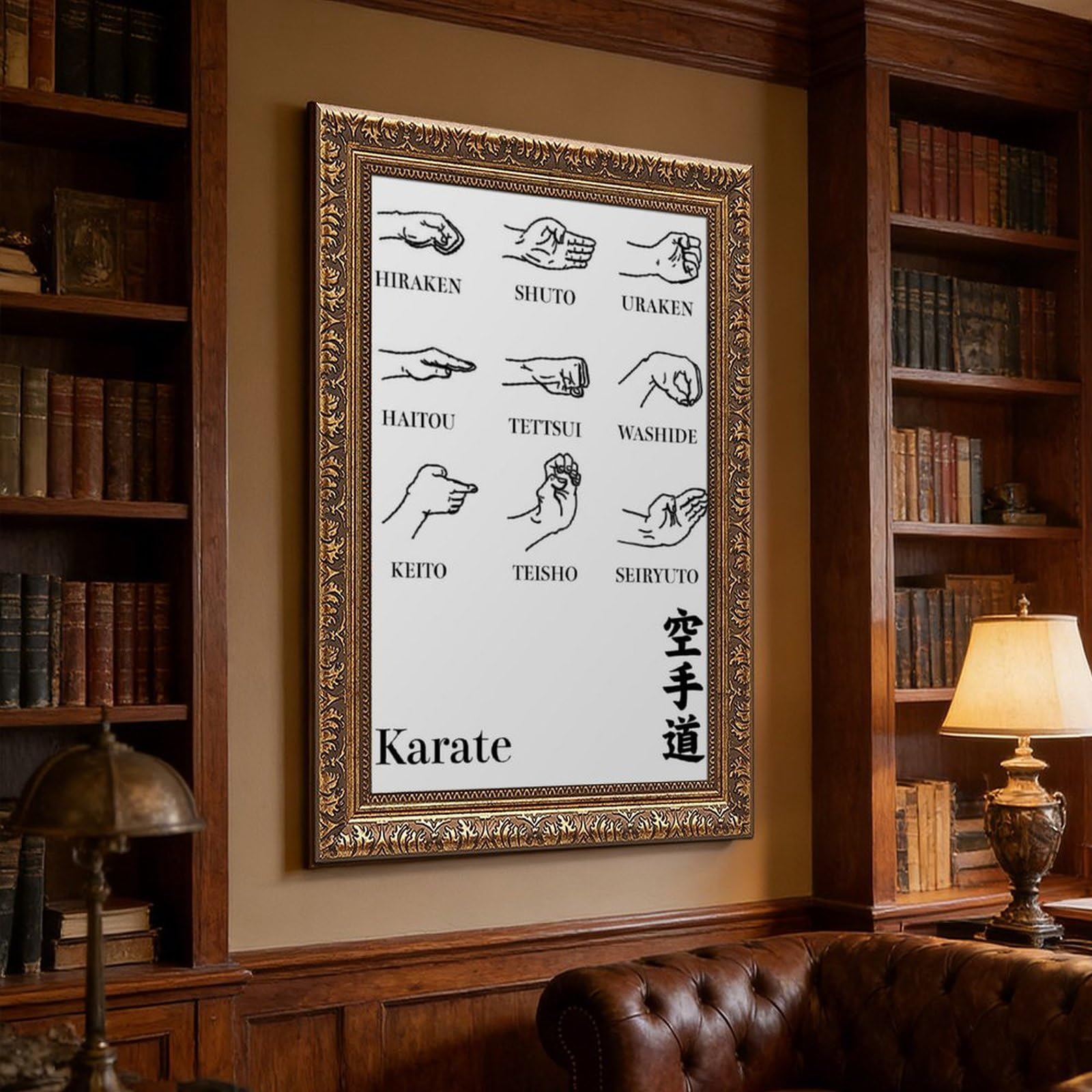 Poster di karate, arti marziali con tecniche di pugno, poster su tela, decorazione artistica da parete per soggiorno e camera da letto, 30,5 cm di lunghezza x 45,7 cm di larghezza