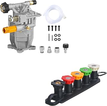 Tool Daily 3/4" Shaft Horizontal Pressure Washer Pump, Pressure Washer Spray Nozzle Tips with Nozzle Holder