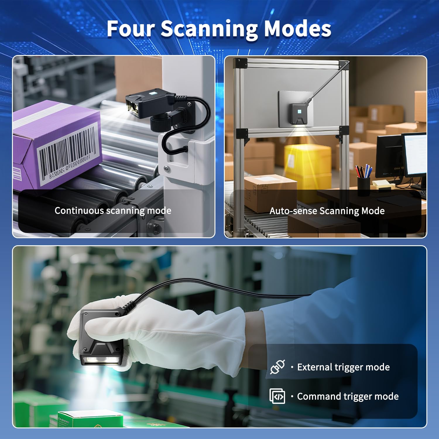 NetumScan RS232 - Scanner di codici a barre cablato per codici 1D/2D industriali POS | Legge PDF417/QR/DataMatrix, compatibile con Windows, Mac, Linux, per convogliatore, magazzino, logistica e cassa NS-91(RS232)