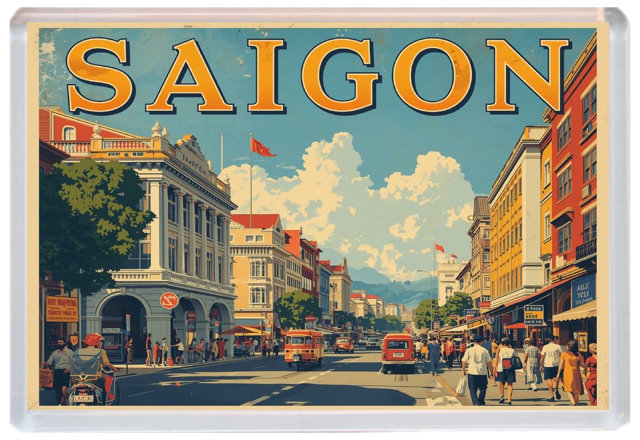 Baked Bean Store Multicolor Saigon - Vietnam - Jumbo Artistic Fridge Magnet 96 X 67Mm Bbsfhm3477