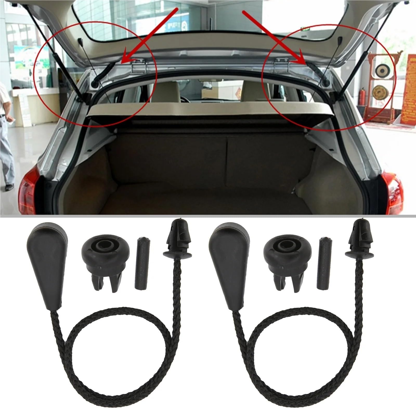 CordóN Bandeja Maletero Compatible con Nissan para Qashqai Coche 1 Correa para La Bandeja Trasera Maletero Correa Bandeja Trasera Maletero Clips Correa Elevación Equipaje(2PCS)
