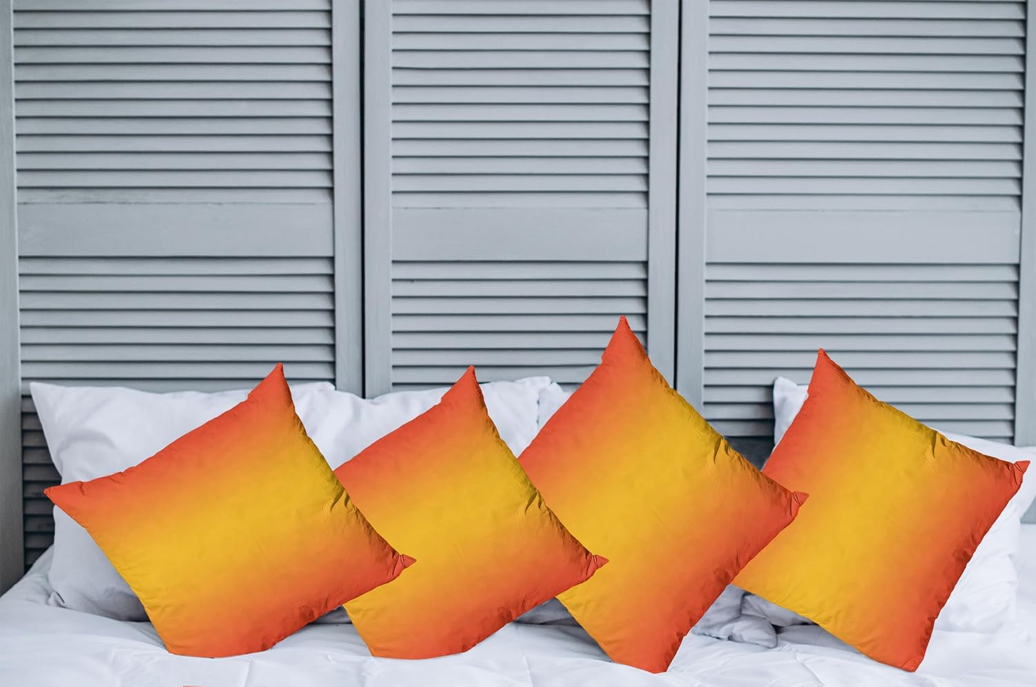 Ambesonne Ombre Pillow Cushion Cover Pack of 4, Tropical Sunset Seasons of The Year Inspired Summer Themed Design Modern, Decorative Square Accent Pillow Case, 4 Pcs-18" x 18", Orange Yellow