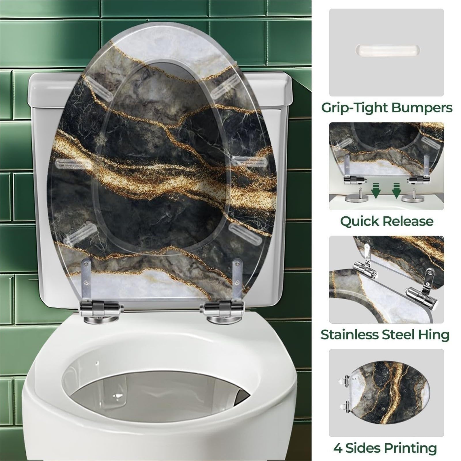Abattant De WC En Résine,Couvercle De WC Décoratif De Forme Allongée