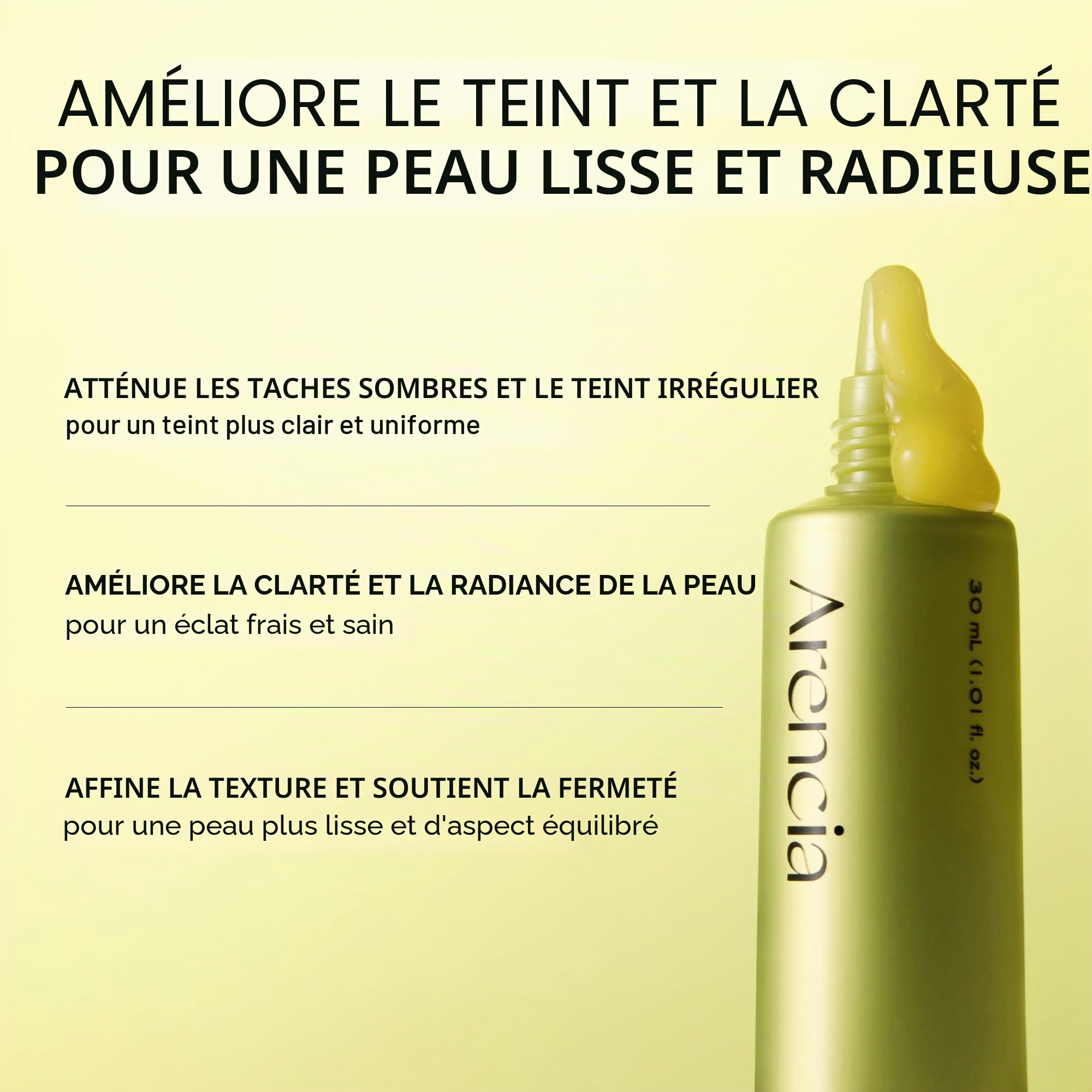 Arencia Sérum booster de vitamine C avec glutathion, niacinamide et vitamine E pour une peau éclatante 30 ml