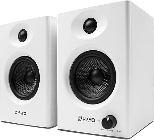 OHAYO Altavoces de computadora de 60 W para juegos y música, Bluetooth activo 5.3, altavoces estéreo 2.0 para monitor de computadora de escritorio o
