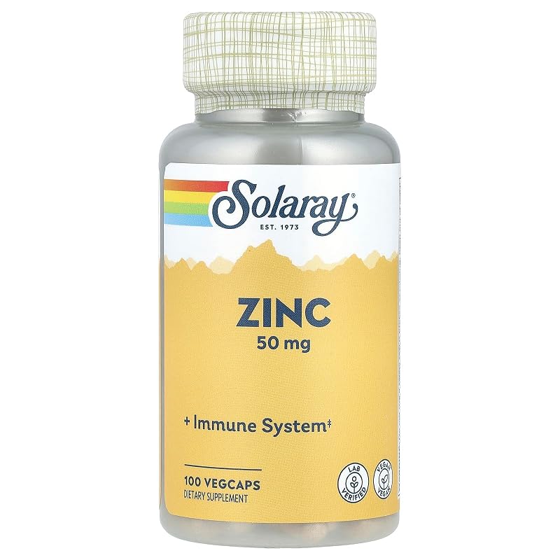SOLARAY Suplemento de Zinco 50 mg, 100 cápsulas vegetarianas