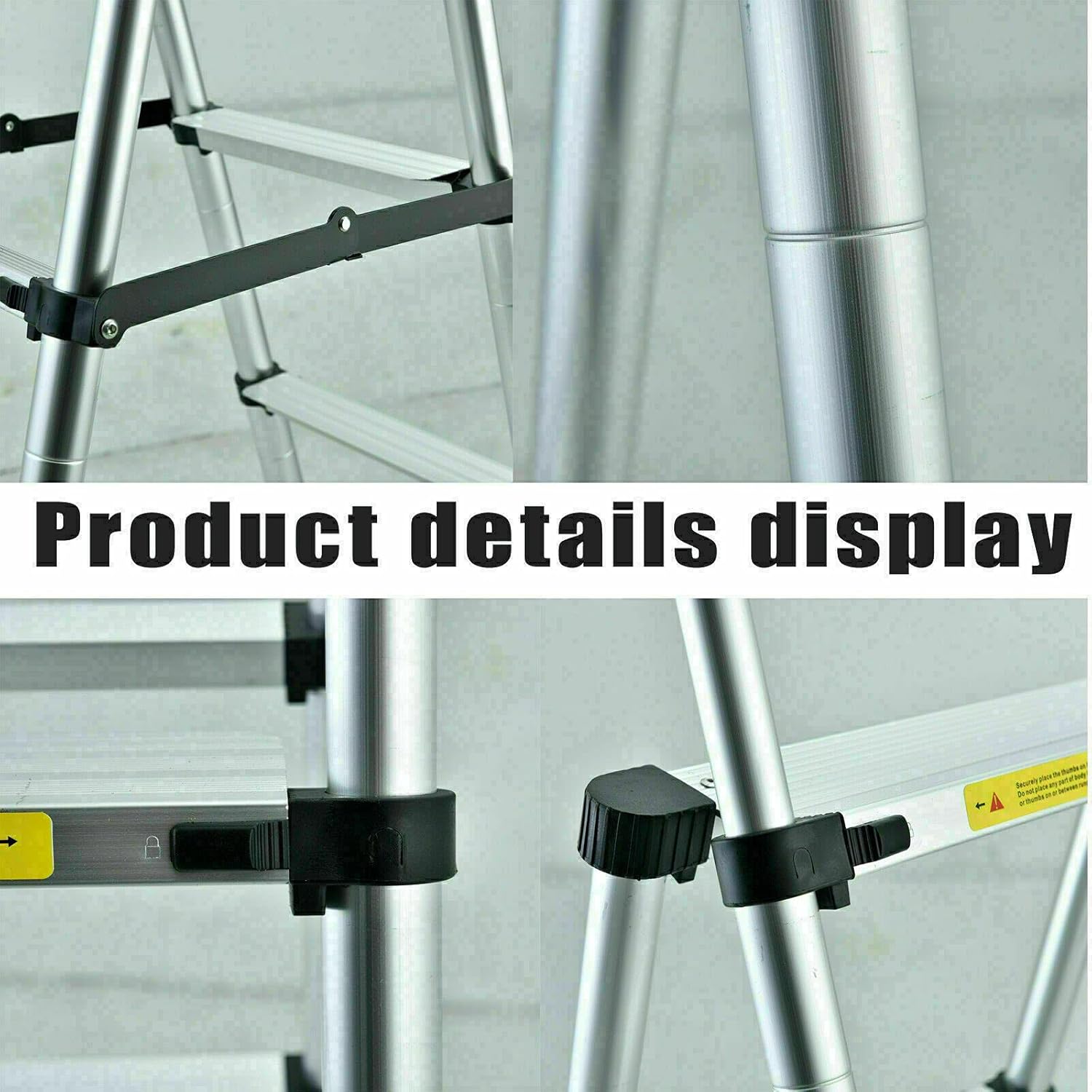 Telescoping Extension Ladder, 10.5 FT Aluminum Telescoping Ladder 3.2M Telescopic Extension Ladder with Locking Mechanism Multi Purpose Compact Ladders for Home Ourdoors 330LB Capa