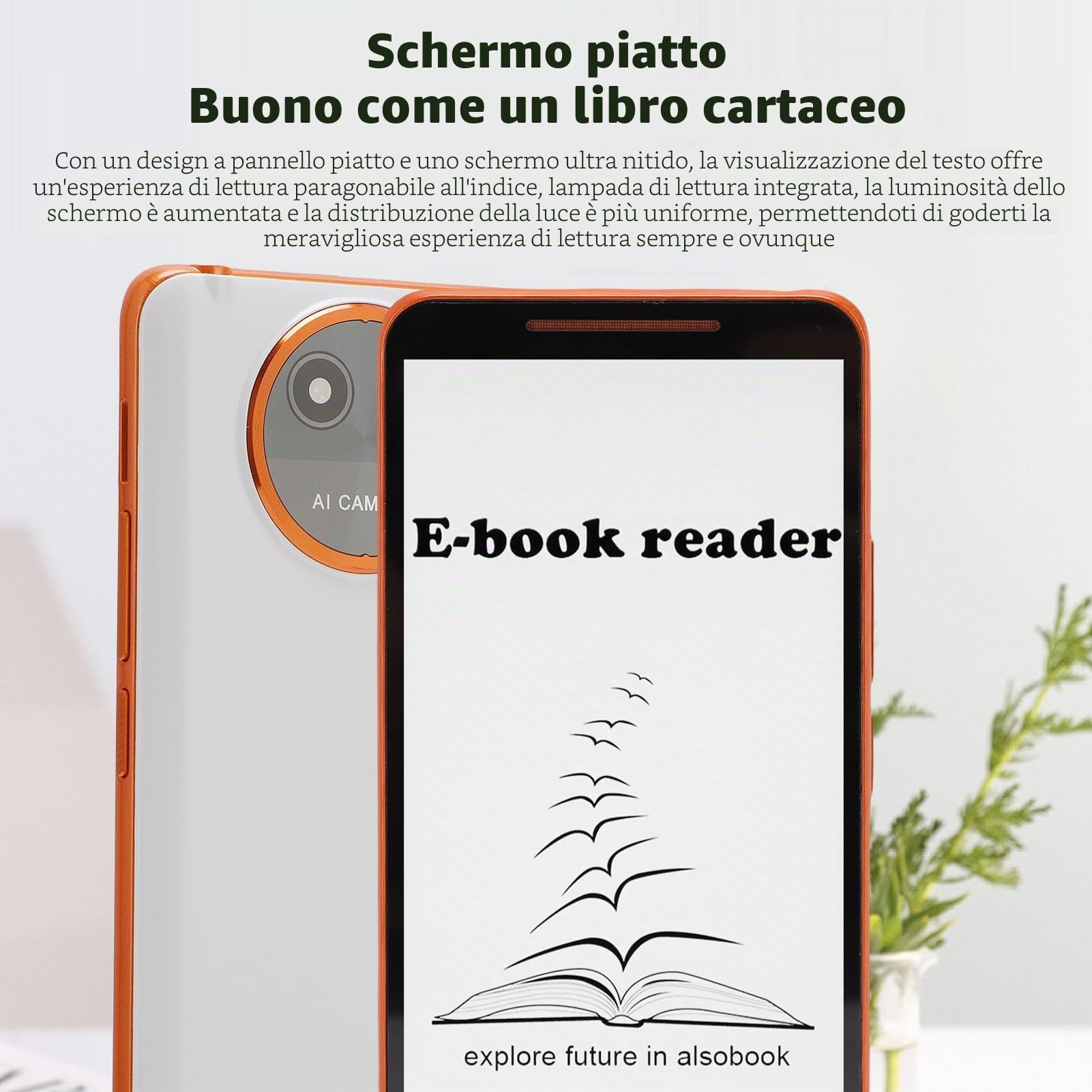 E-book Reader, Lettore di Epaper a Epaper a Inchiostro da 5,7 Pollici per gli Occhi, Lettore di Libri Elettronici Portatile con Auricolare, Stilo E Custodia Protettiva