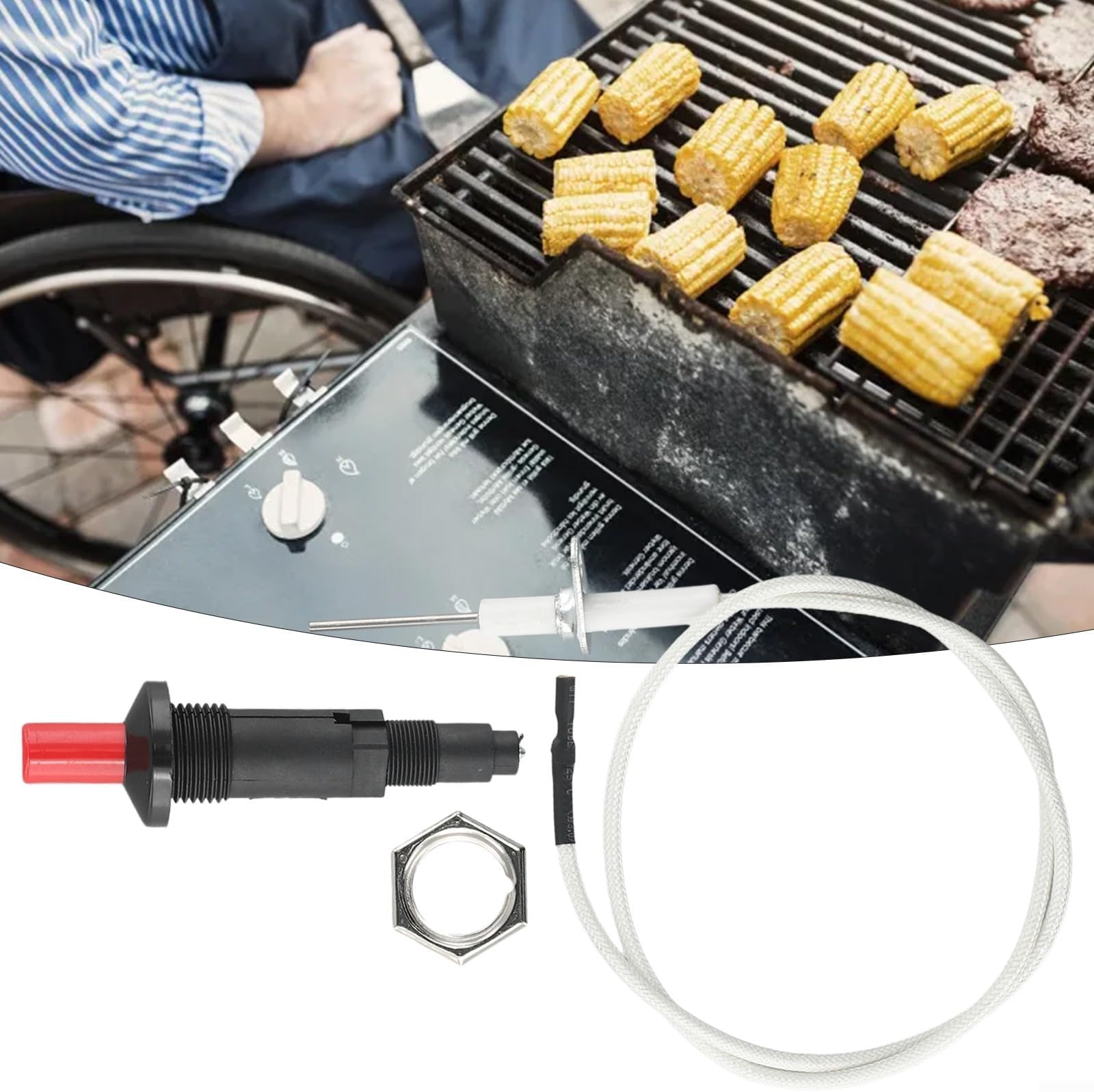 Gas Grill Piezo Igniter Replacement Kit with Mounting Base for Propane Grill and Outdoor BBQ