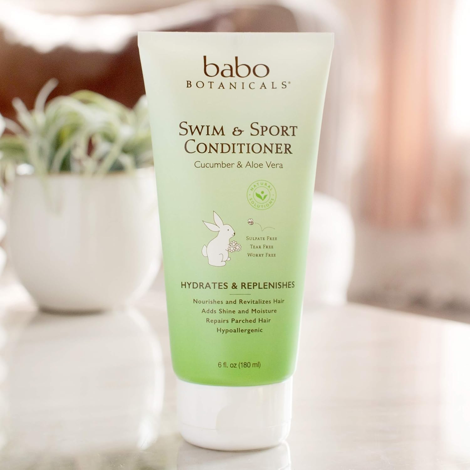 Babo Botanicals Swim & Sport Conditioner with Natural Cucumber and Aloe Vera, Green, Cucumber & Aloe Vera, 32 Ounce