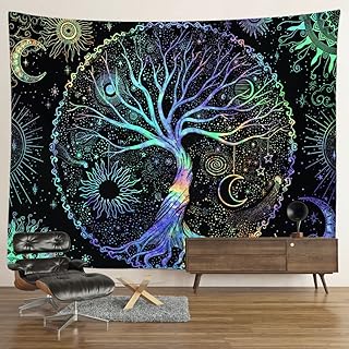IHXHome Tree of Life Tapestry for Bedroom Aesthetic Trippy Boho Hippie Psychedelic Tapestry Wall Hanging Moon and Sun Tape...