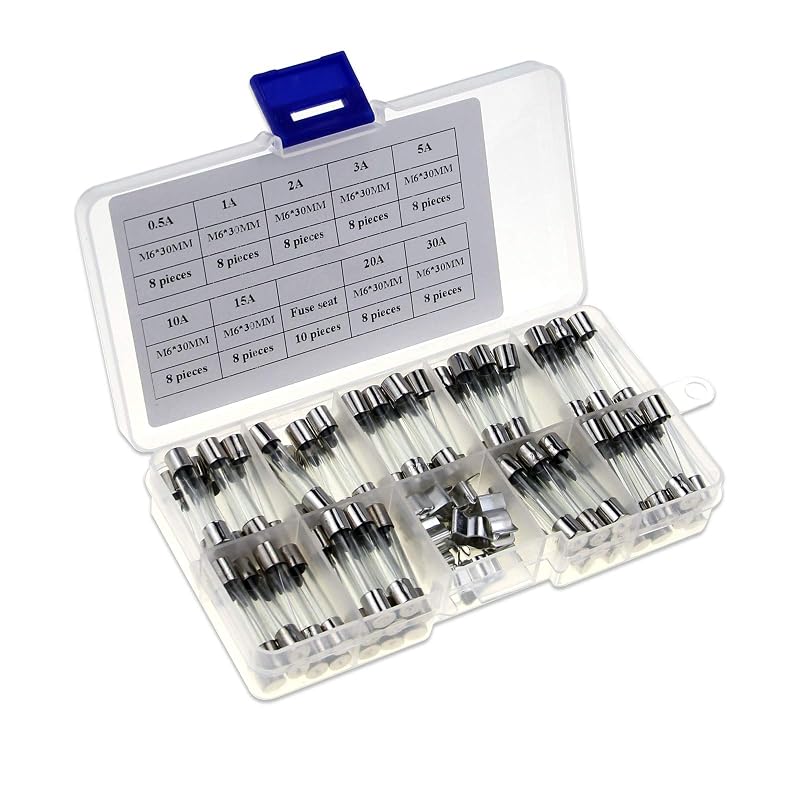 Kit de fusíveis de vidro rápidos ZOOKOTO 6 x 30 mm com suportes – 72 unidades