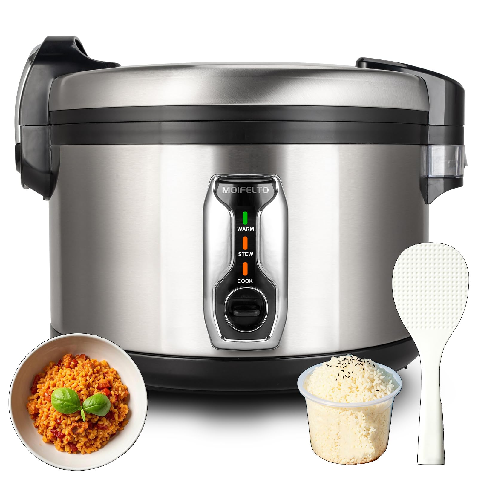 16L Commercial rice cooker 90 cups cooked Large Stainless Steel rice Commercial for 65-75 people 1550W Electiric Rice Warmer, with One-Touch Operation | Auto Keep Warm| Non-Stick Inner Pot