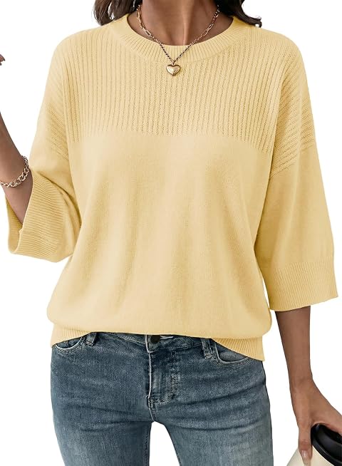 Dokotoo Womens Half Sleeve Sweaters Cropped Fall 2026 Summer Knit Tops