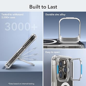 ESR iPhone 15 Pro Kılıf, MagSafe ile Uyumlu, Askeri Sınıf Koruyucu Kılıf, Dahili Stash Stand Telefon Kılıfı, Çizilmeye Dayanıklı Arka Kapak, Klasik Seri, Şeffaf