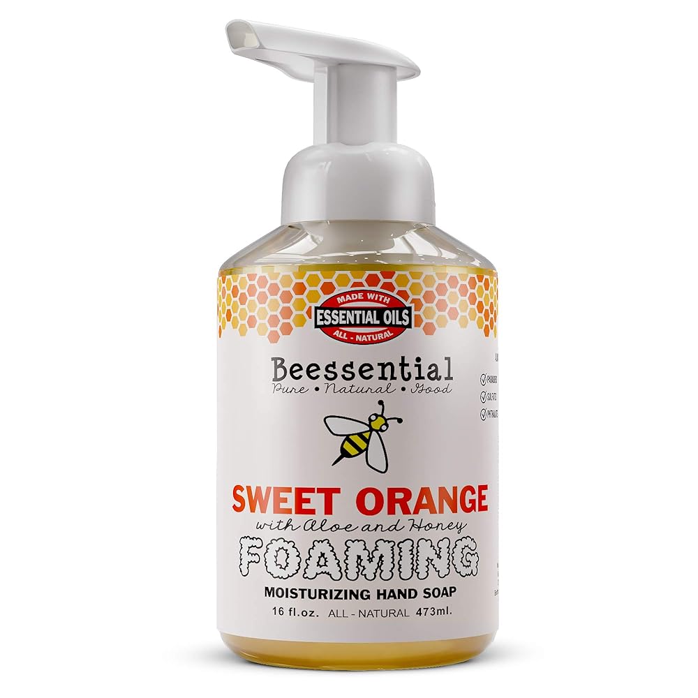 Beessential All Natural Bulk Foaming Hand Soap Refill, 16 oz Orange | Made with Moisturizing Aloe & Honey - Made in the USA