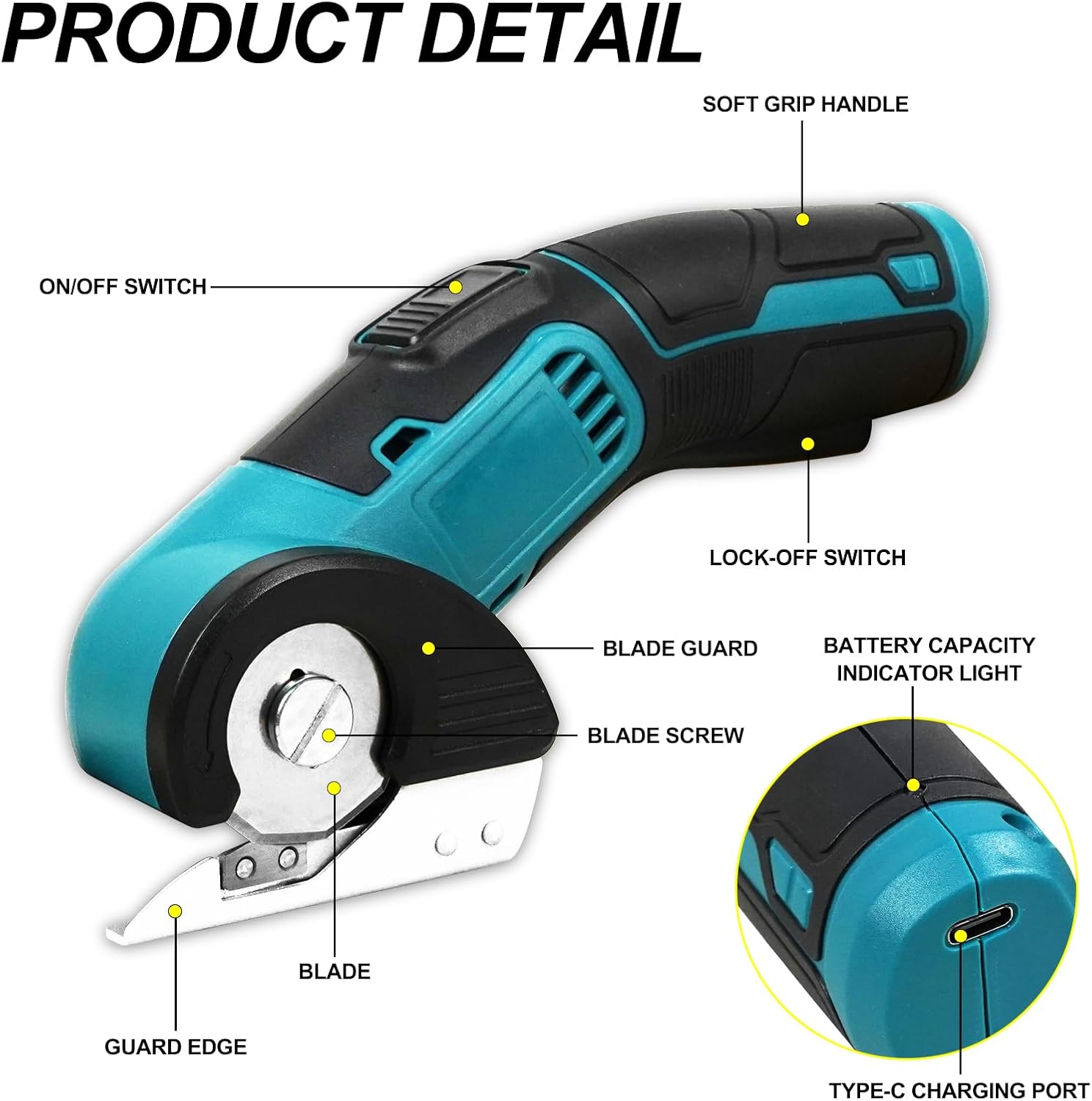 ANLULOAD Cordless Electric Scissors, Rotary cutter,4V Electric Mini Cutterfor Leather, cardboard, plastic