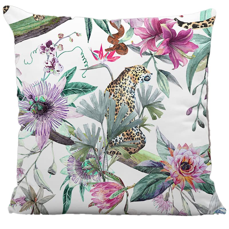 Night Comfort 100% Cotton Cushion Cover Luxury Designer Indoor & Outdoor use - Wild Life 1 - Ideal For Sofas, Living Room, Bedroom, Rattan Garden Furniture Sets, Chairs, Benches (45x45cm) - Pack of 2