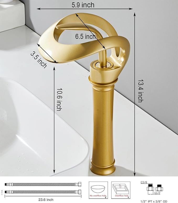 Grifería de baño 1 agujero acabado dorado antiguo miniatura 3