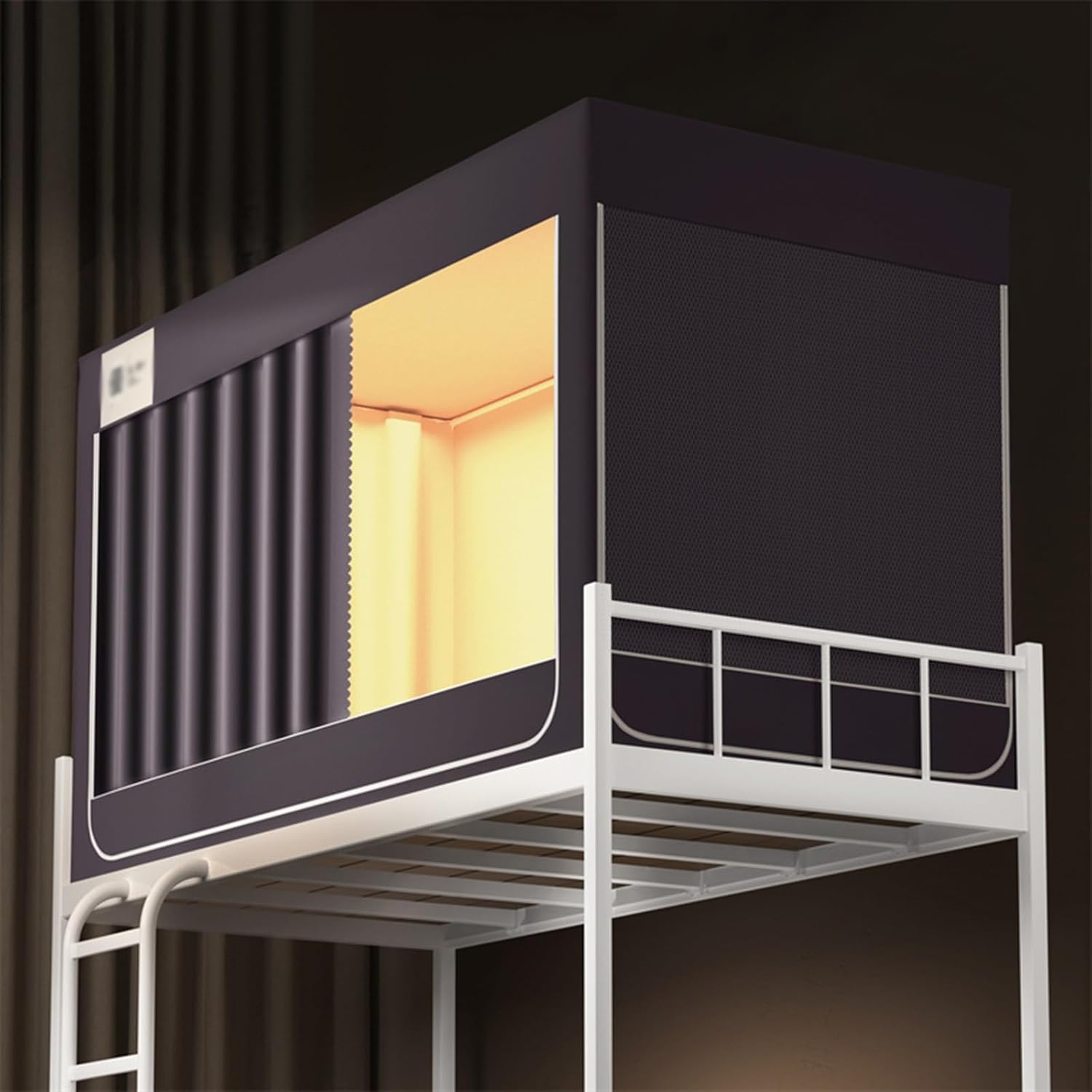 Privacy Bed Tent Twin Canopy Bed Frame, Bed Curtains in Student Dormitories with Top Bunk, Portable 4 Doors Breathable Dream Tent Shelter(Grey,75" L*35" W*35" H)