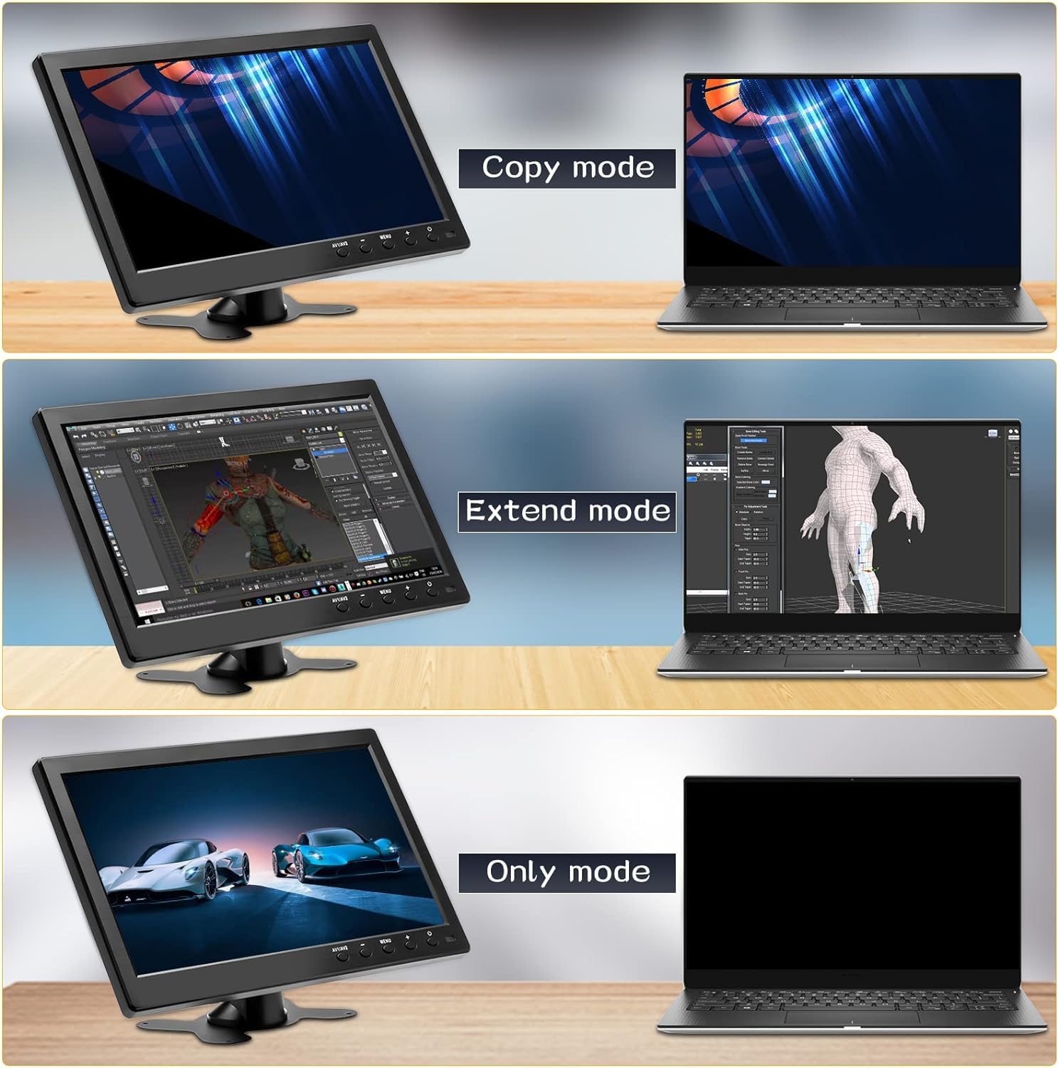 CAMECHO 10.1 Pollici HD CCTV Monitor, LCD a Colori 1024x600 VGA HDMI BNC AVI Ingresso PC DVR Monitor di Backup dell'automobile E schermo di sicurezza domestica
