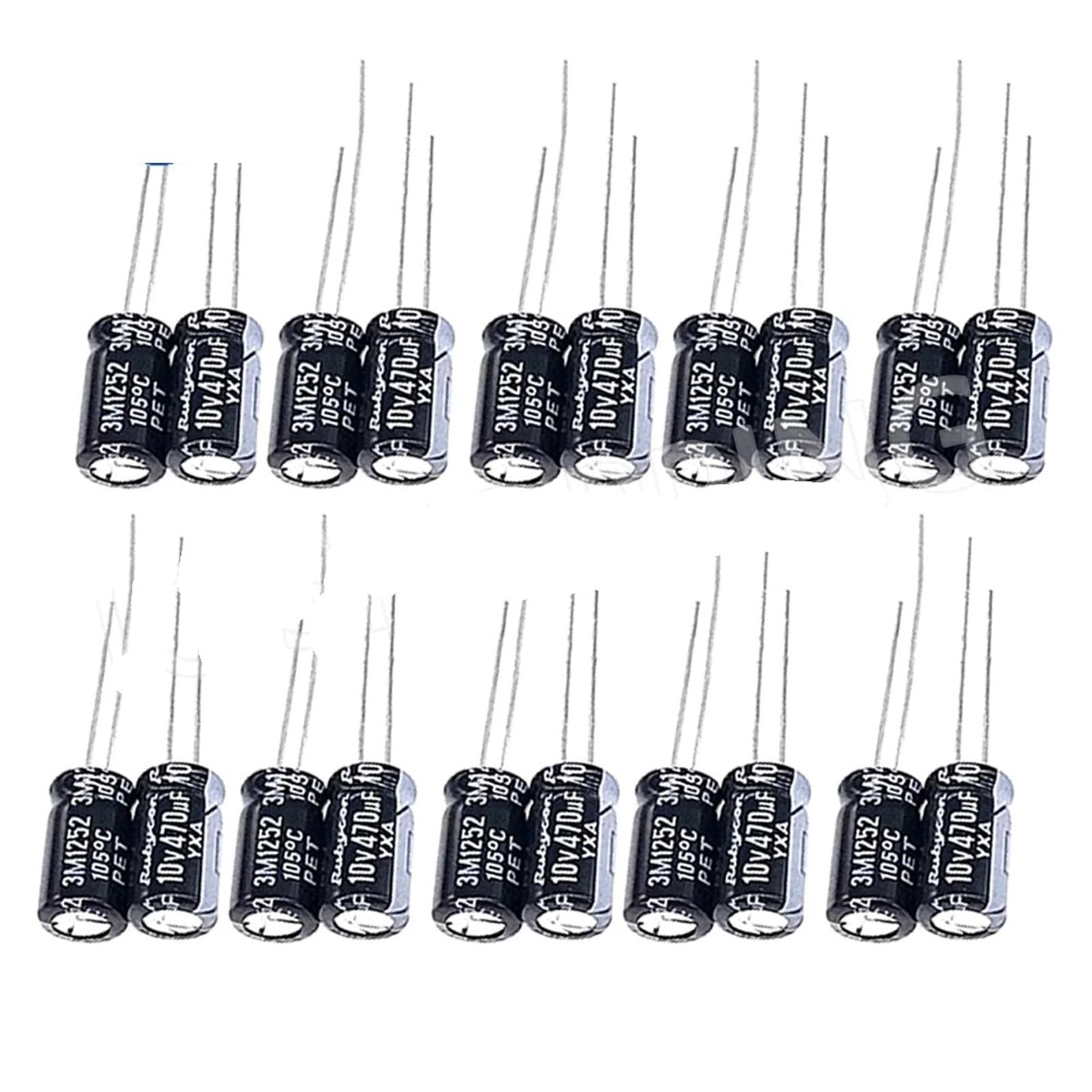 Rubycon Lot de 20 condensateurs électrolytiques en aluminium 10 V 25 V 35 V 50 V 63 V 100 V 400 V 450 V 47UF100UF 220UF 330UF 470UF 1000UF 2200UF (470NF)
