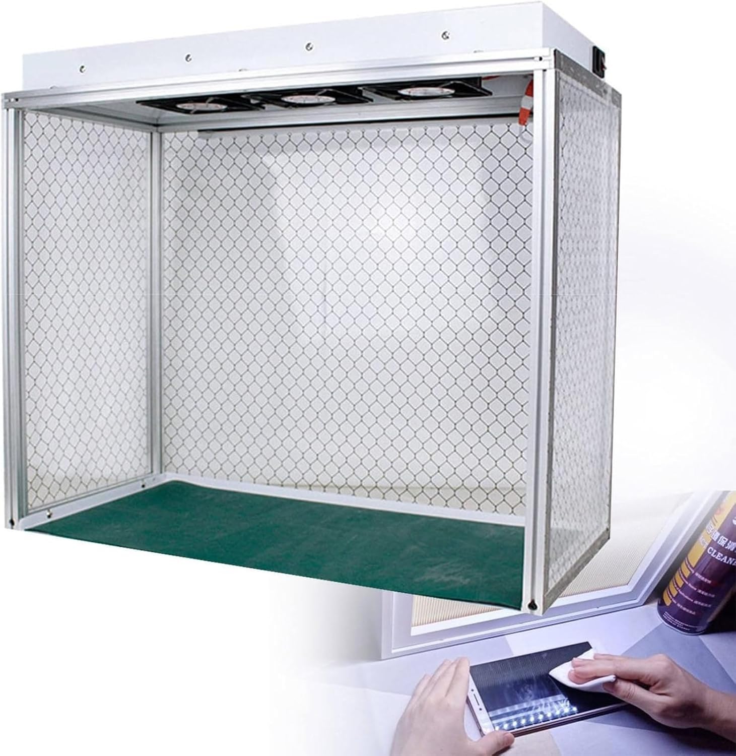 Cabina De Flujo Laminar Vertical De Aluminio Con Triple Ventilador, Estación De Trabajo Libre De Polvo Para Salas Blancas, Con Filtro Hepa Y 3 Ventiladores, Área De Trabajo De 66x30x51cm