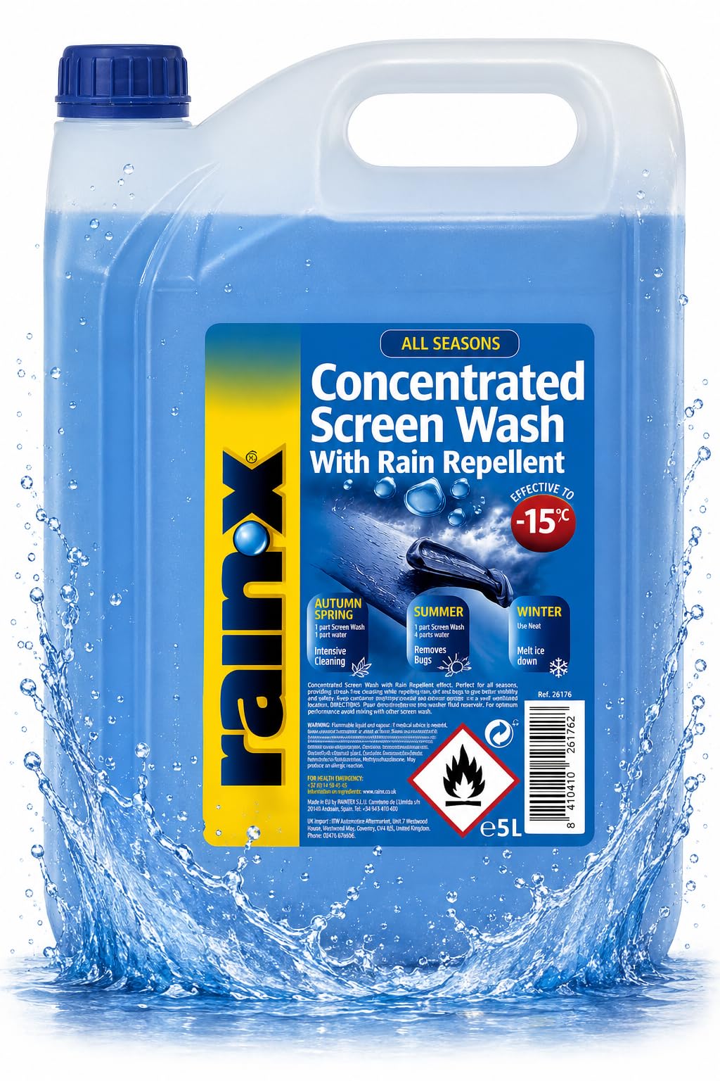 Rain-X Concentrated Screenwash with Rain Repellent - Down to -15°C - 5L