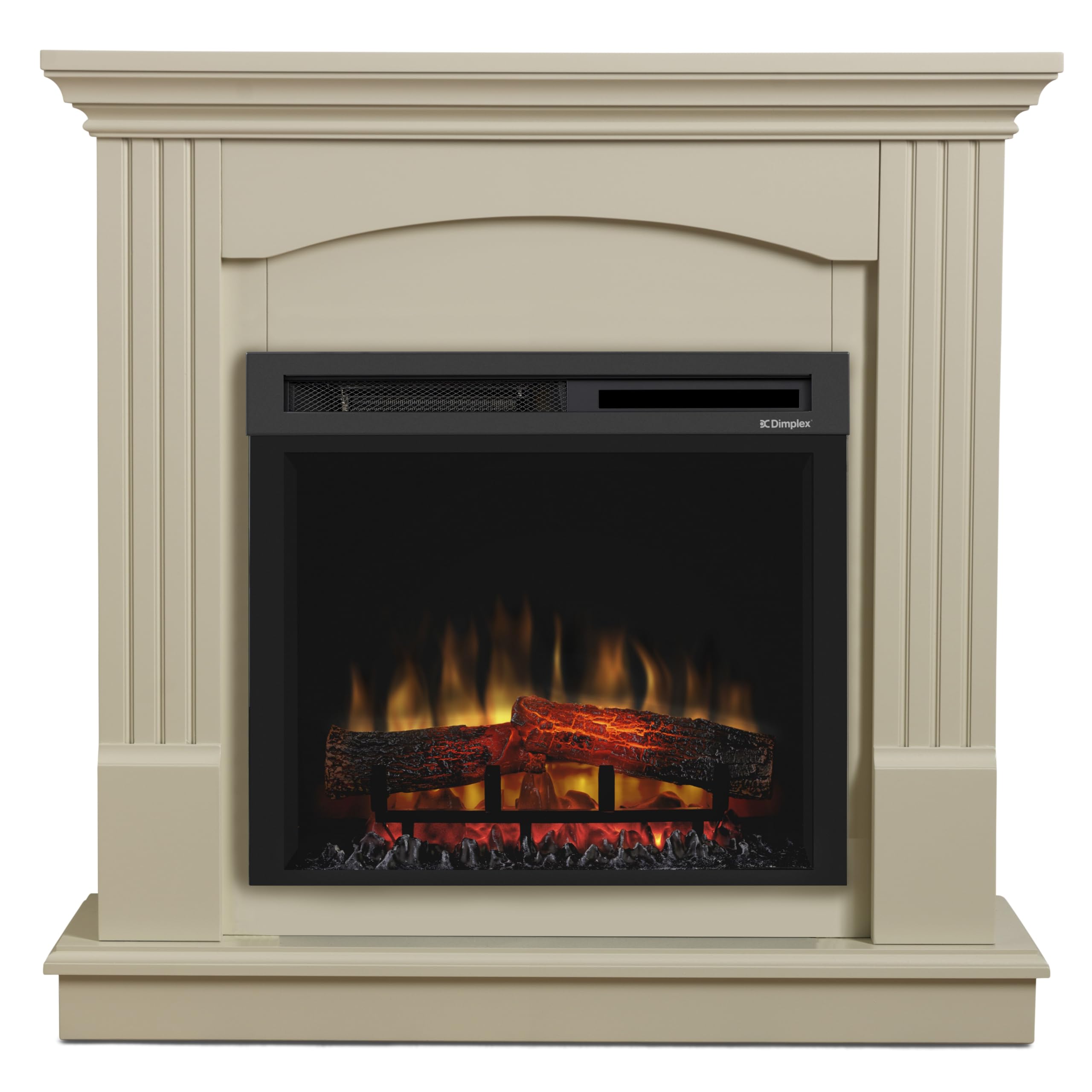 Dimplex Chadwick Optiflame Electric Fire Suite, Cream Stone Effect Fully Assembled Fireplace with LED Flame Effect, Variable Flame Height, Log Style Fuel Bed, 1.5kW Fan Heater and Remote Control