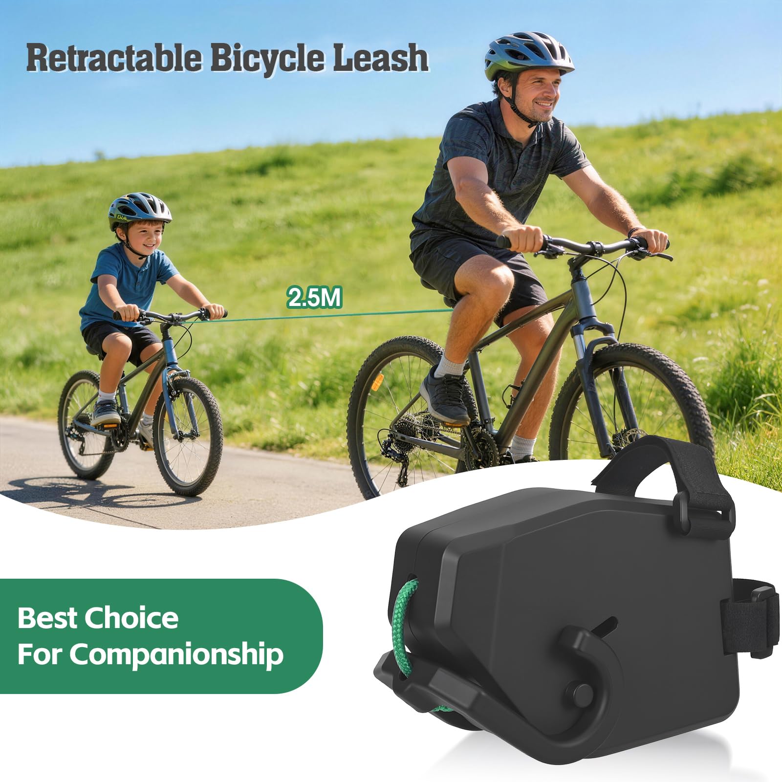 Cuerda de Remolque Bicicleta Niños 2.5 m Cuerda de Remolque para Bicicletas Cuerda Retráctil para Remolcar Bicicletas para Todas Las Bicicletas, Viajes En Familia