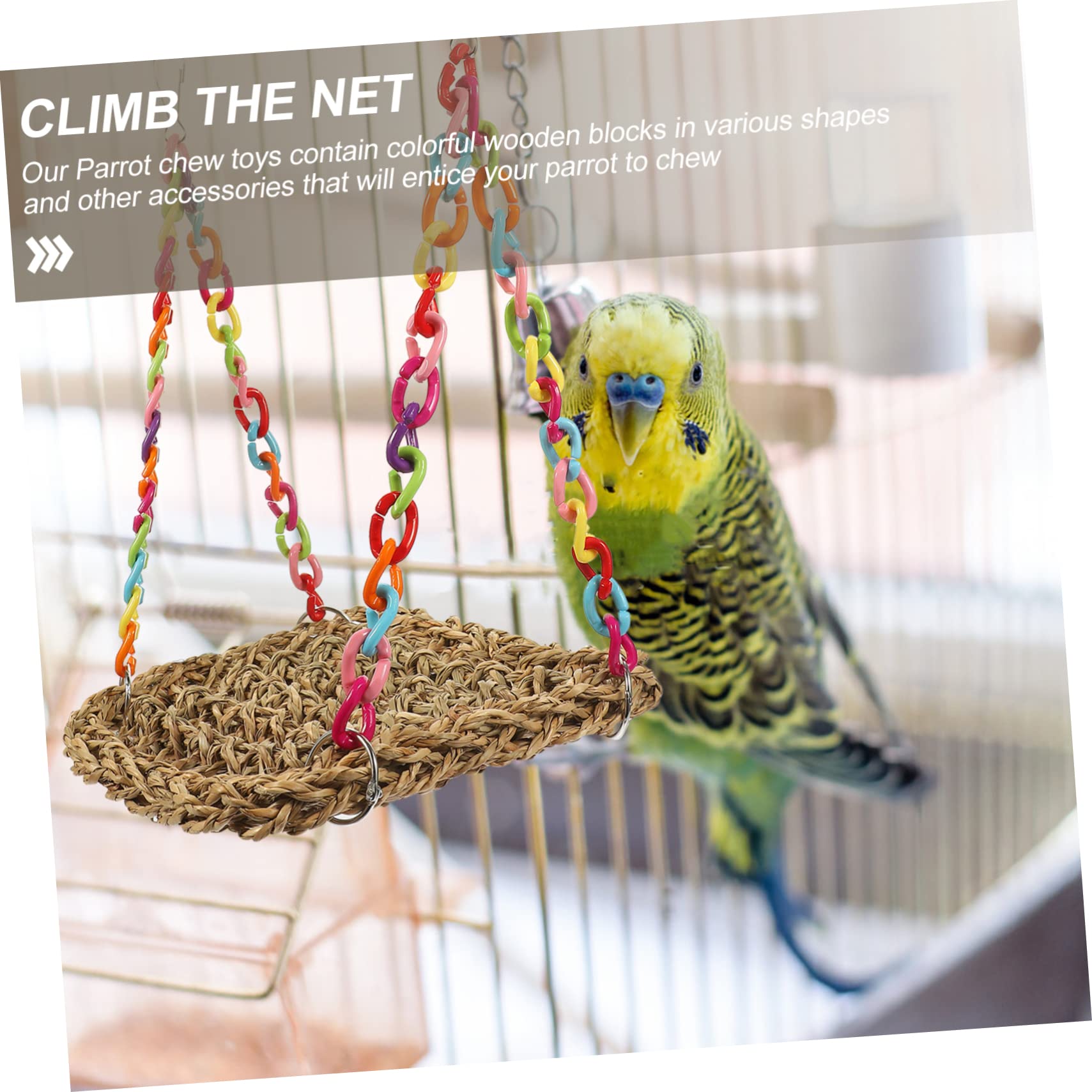 Angoily 3pezzi Giocattolo Per Uccelli Con Amaca Naturale Per Pappagalli Accessorio Da Appesa Per Cage Con Struttura Resistente e Materiali Sicuri Per Parrocchetti e Canarini Gioco