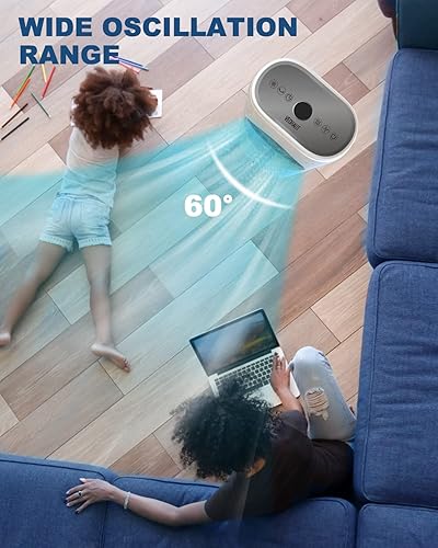 Miniatura 5 de Enfriador de aire evaporativo, ventilador de torre portátil sin aspas con control remoto, 3 velocidades de viento y 3 modos, oscilación de 60 con