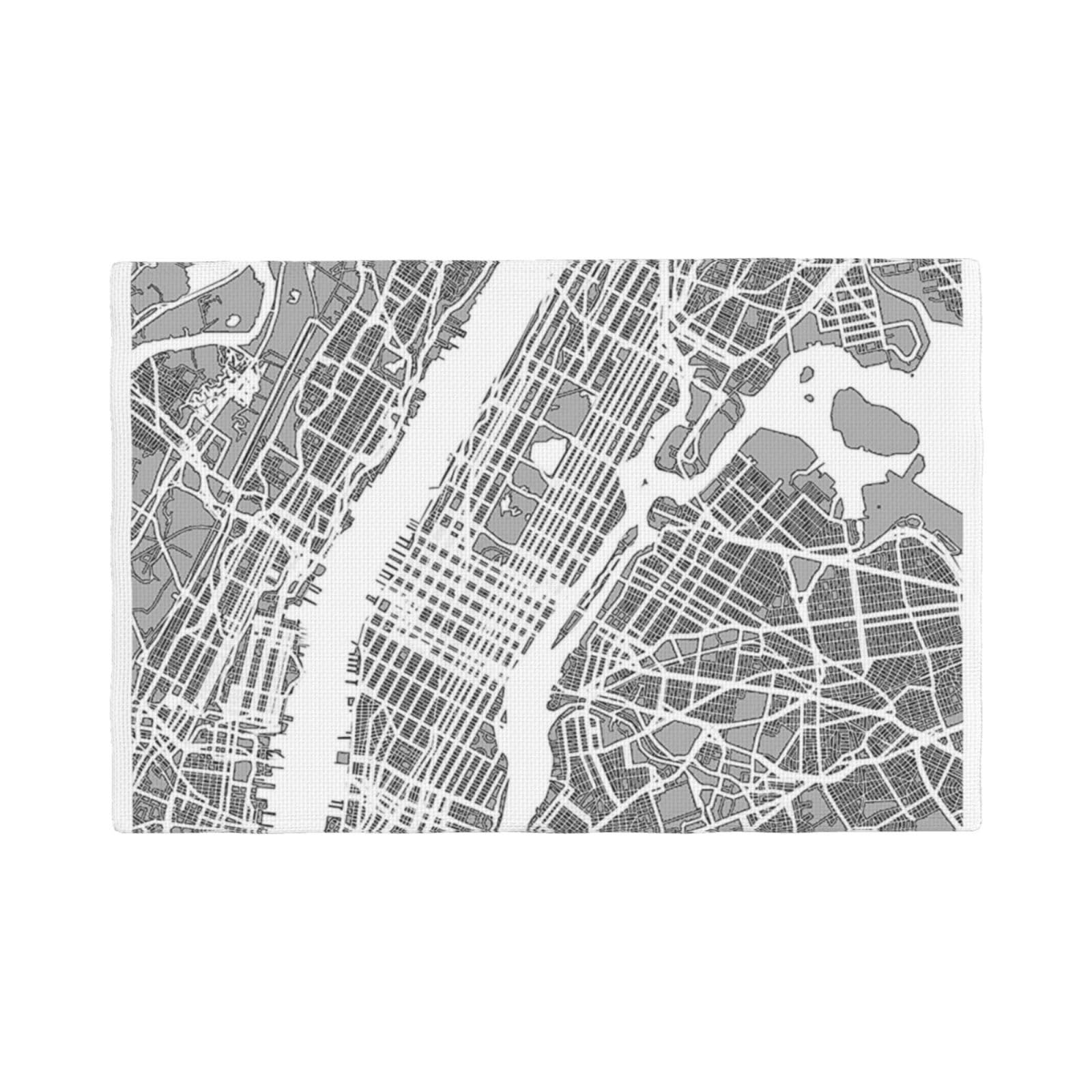Sets de table en lin double couture de qualité supérieure motif carte de New York