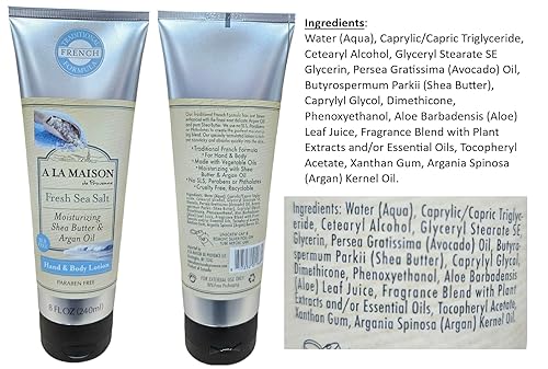 Miniatura 4 de A LA MAISON Loción de sal marina fresca para piel seca, loción natural para manos y cuerpo (paquete de 2, botella de 8 onzas)