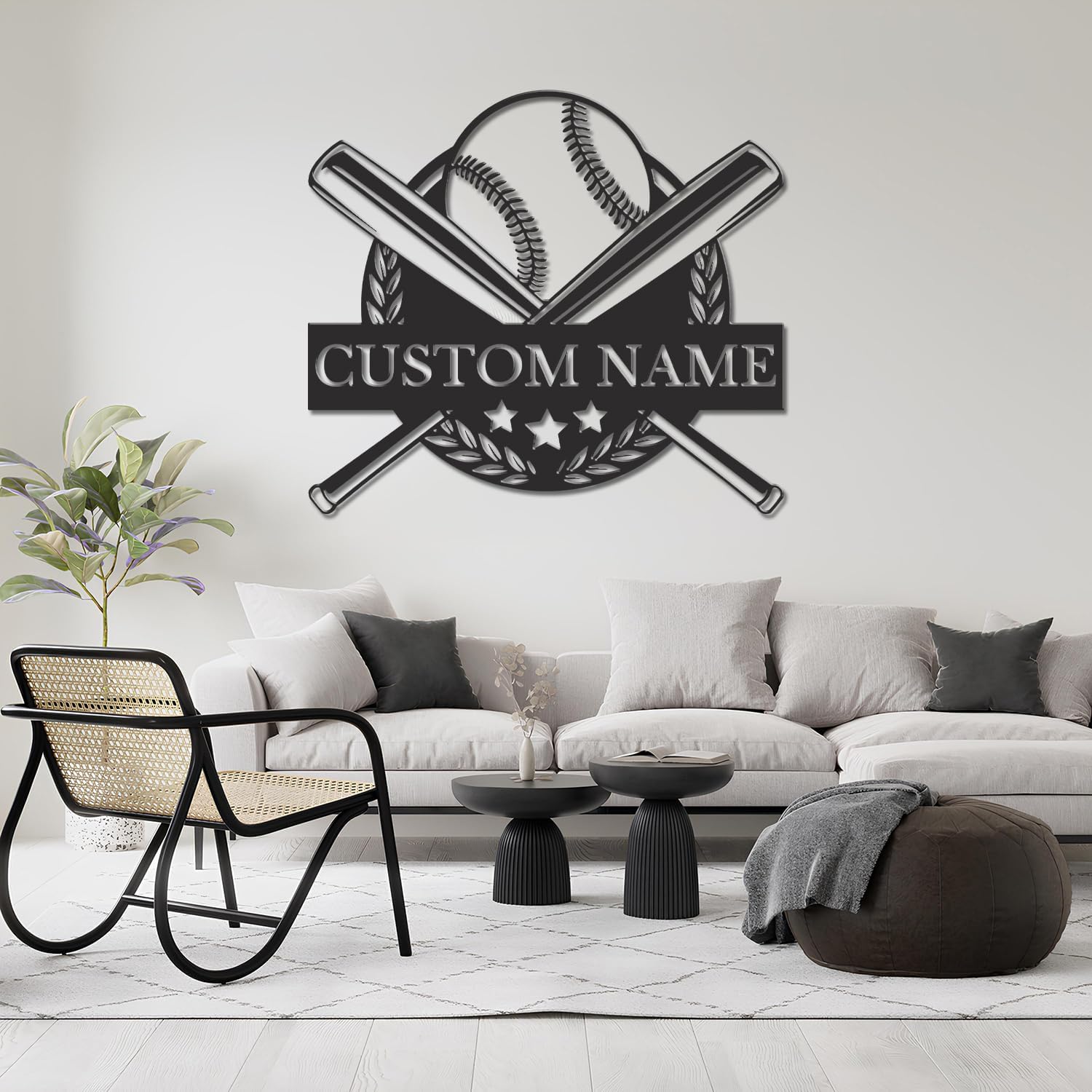 Personalized Baseball Metal Sign, Custom Name Player Wall Art, Sports Fan Gift, Baseball Room Decor, Team Banner Plaque, Dad Coach Present, Vintage Baseball Design (Style-4)