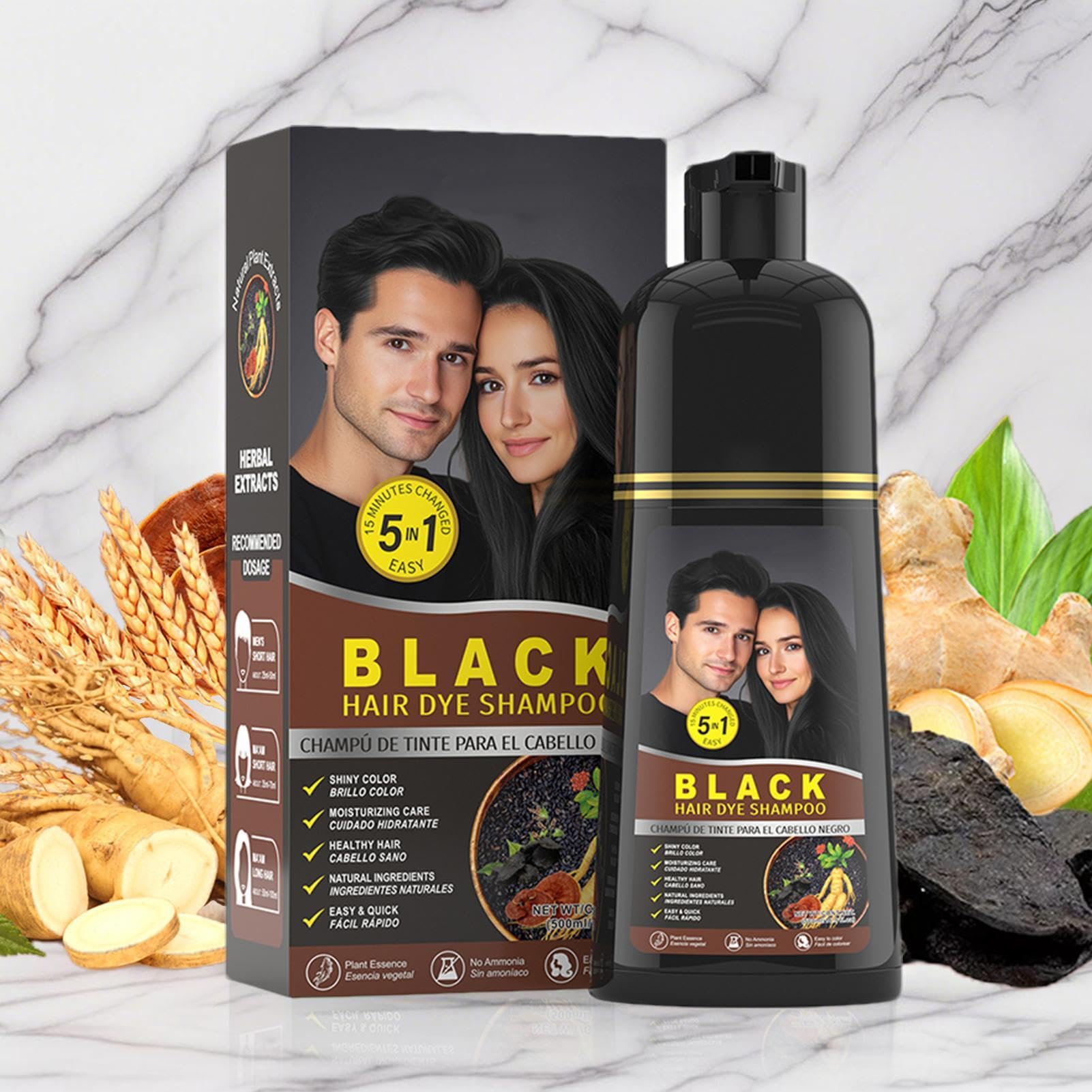 Shampoo Colorante 500ml Profumato, Idratante E Nutriente, Copertura Grigi | Protezione Nutriente Del Cuoio Capelluto Donna, Salone, Casa, Cura Capelli Naturale Quotidiana Coccolante
