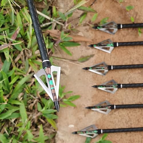 Miniatura 26 de 12 unidades de 100 granos de caza con flechas atornilladas, 3 cuchillas, puntas de flecha compatibles con ballesta y arco compuesto + 1 estuche