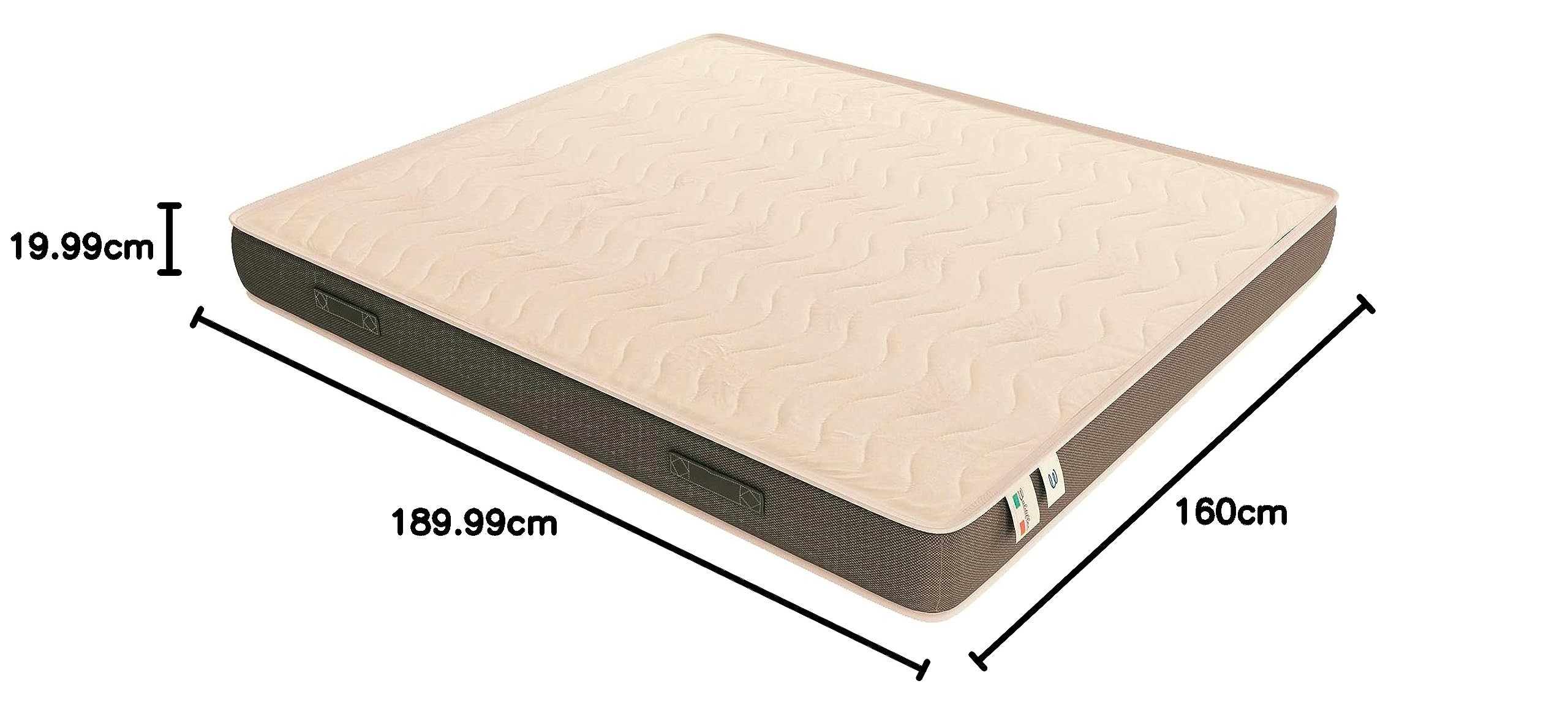 Baldiflex Materasso Waterfoam Alto 20 cm Matrimoniale Misura 160x190 cm Power con Rivestimento in Aloe Vera Fascia 3D Massaggiante, Traspirante