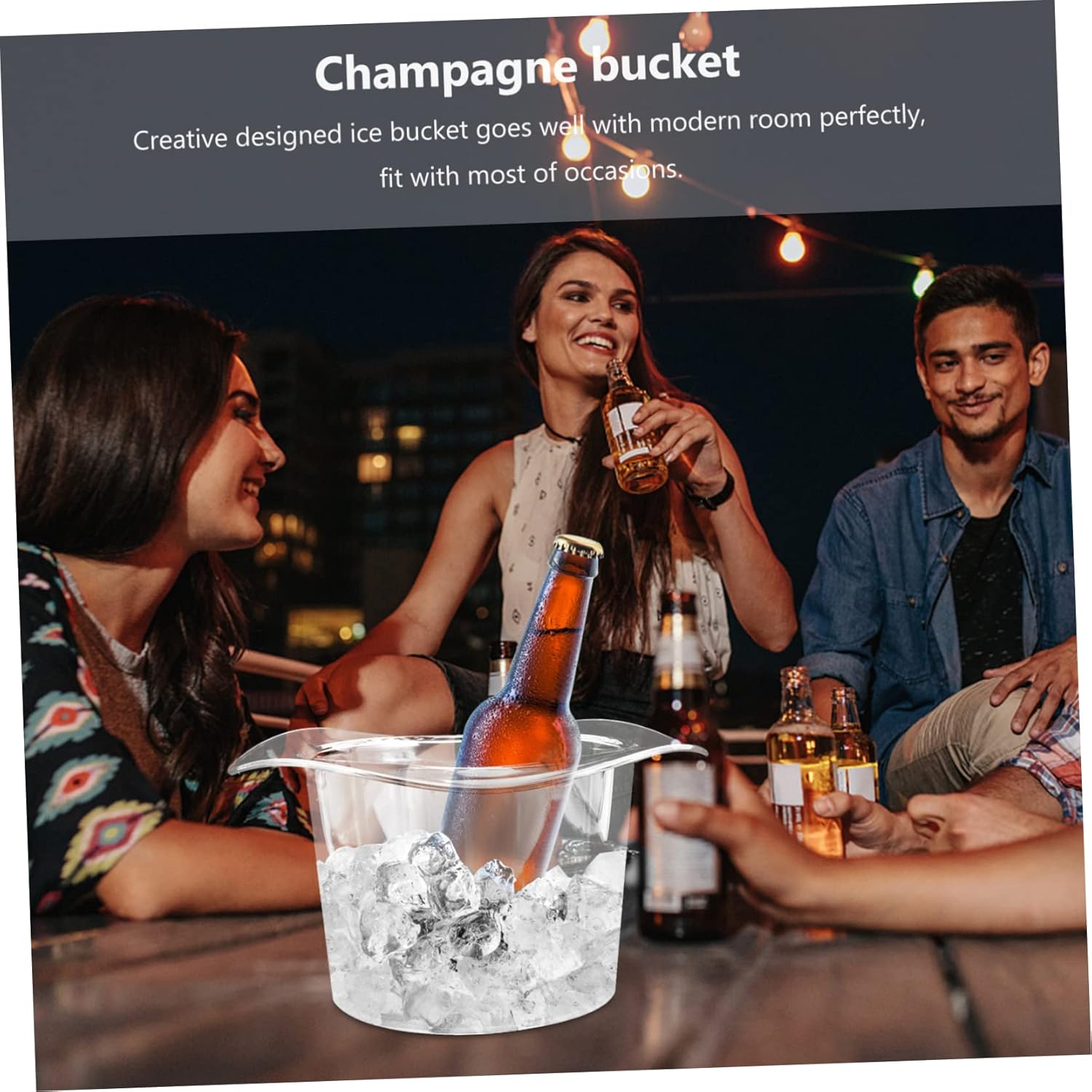 PRETYZOOM 3pcs Clear Acrylic Ice Bucket for Wine and Beverages Design for Cocktail Bars and Parties Stylish Easy to Clean Smooth Finish