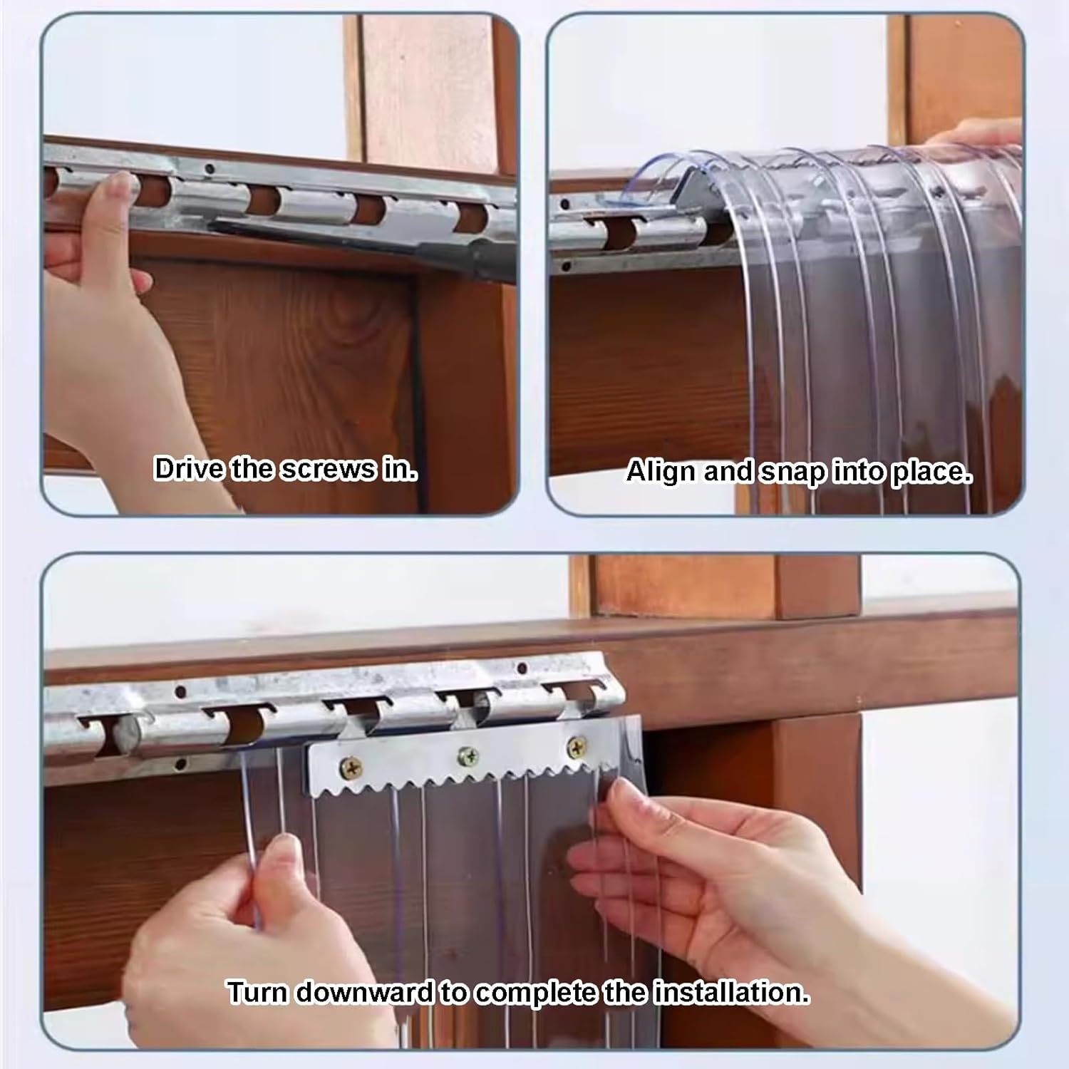 PVC Strip Door Curtain Kit for Cold Rooms, Freezers & Catering - Clear Sliding Plastic Dust Curtain, 240x210cm (94.49x82.68in) - Durable Refrigeration Slat Screen