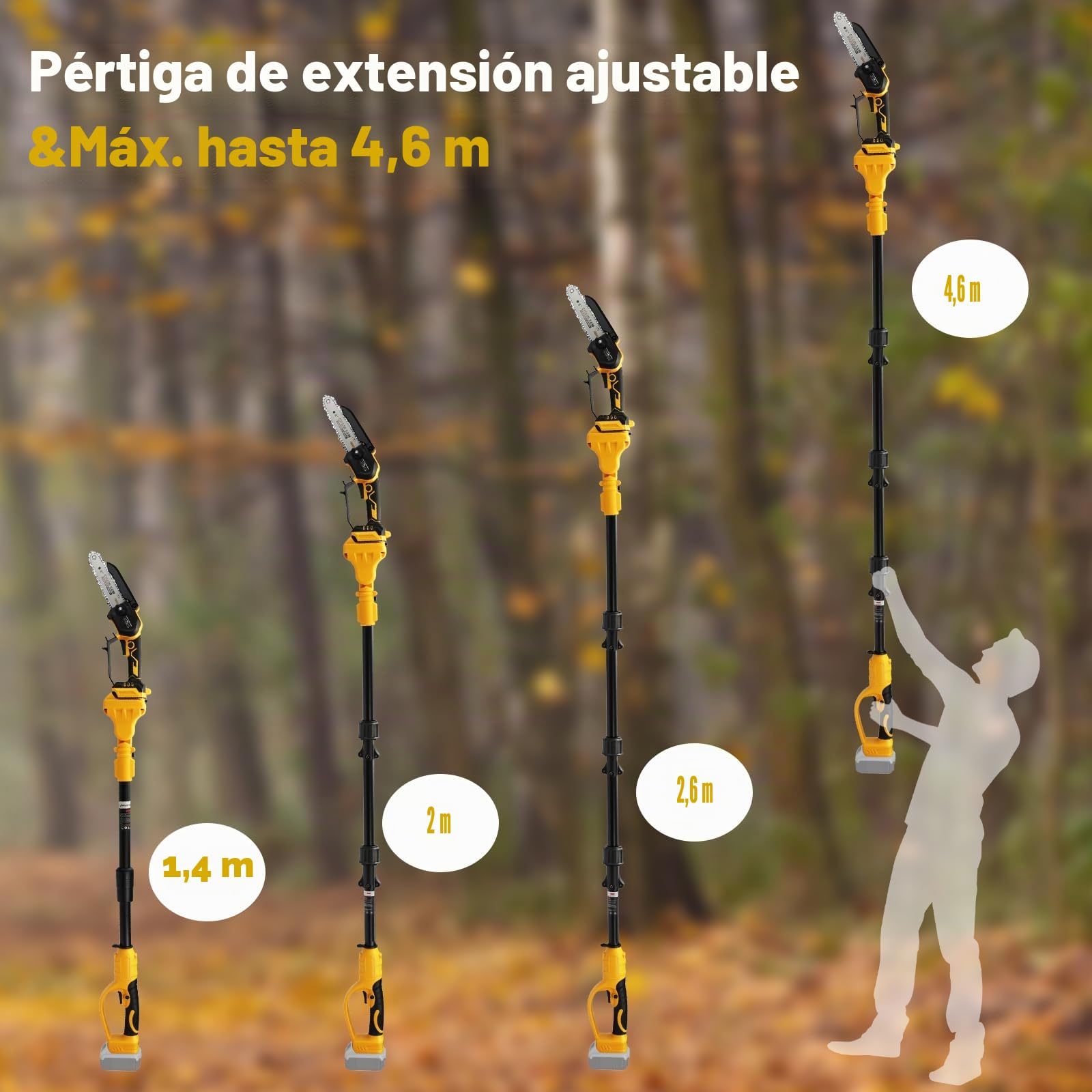 Tijeras de podar telescópica mini motosierra compatible con Dewalt 20V 18V | sin baterías 4 en 1 sierra de 6 pulgadas, sierra de árbol 45 mm sierra eléctrica Tijeras de jardín tijeras de árbol