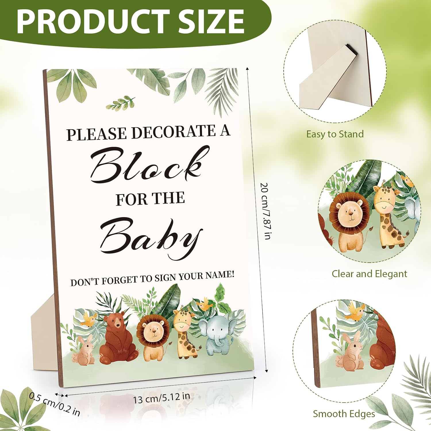 Baby Shower Games Kit with 50 Baby Shower Blocks 24 Markers, and Game Sign | Baby Blocks for Baby Shower, Gender Reveals Party(Animal)