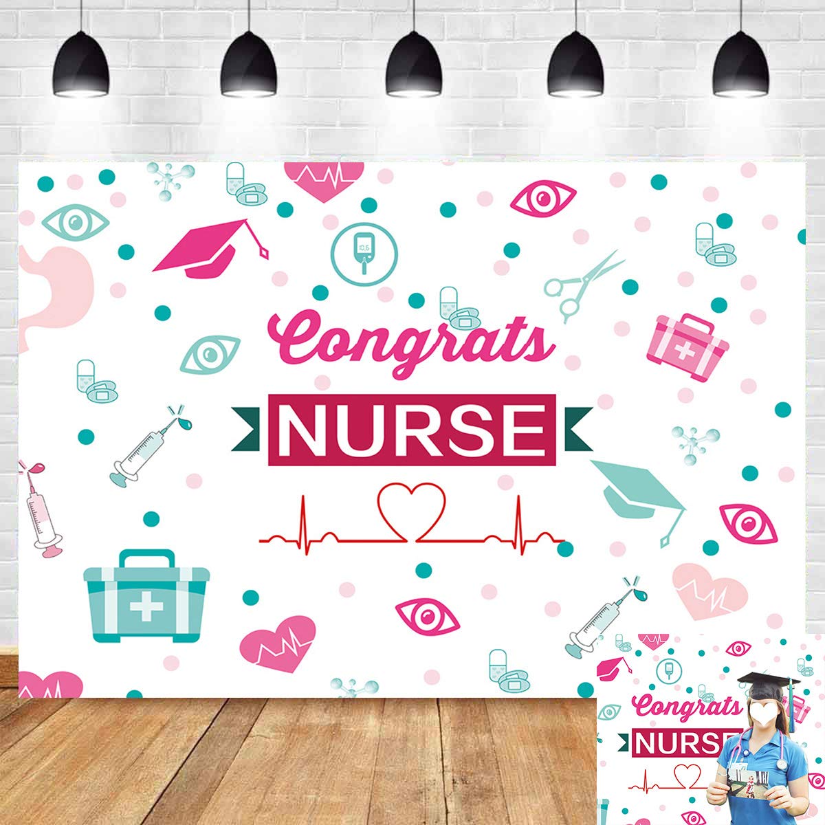 Congrats Nurse Photography Backdrops 2021 Nurse Graduation Photo Booth Background Medical School Graduation Girls Party Decorations Supplies Nurse Grad Backdrop Cake Table Supplies 7x5ft Vinyl
