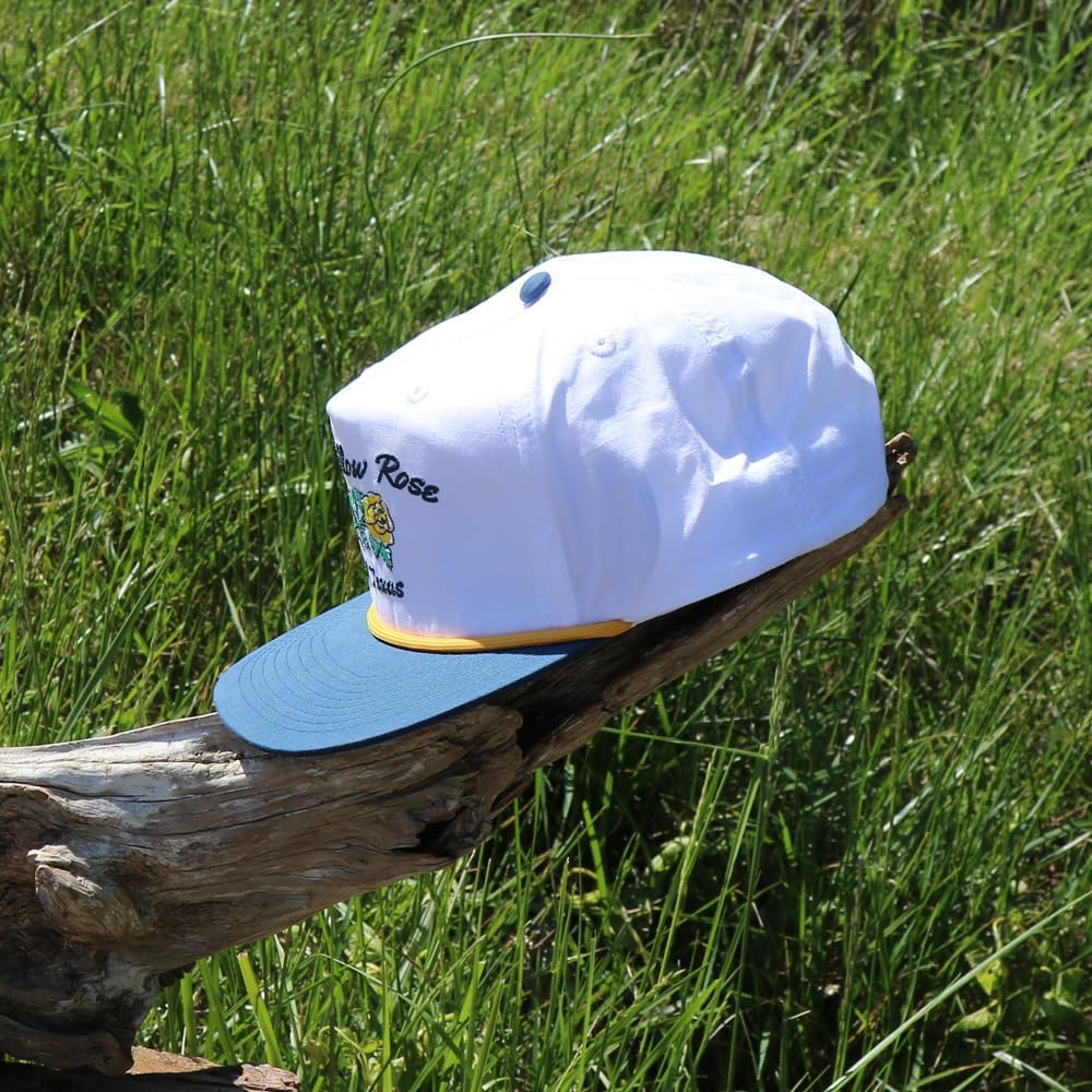 WHISKEY BENT HAT CO. Yellow Rose Adjustable Snapback Hat UPF 50+, Water Resistant (White/Navy) - Image 3