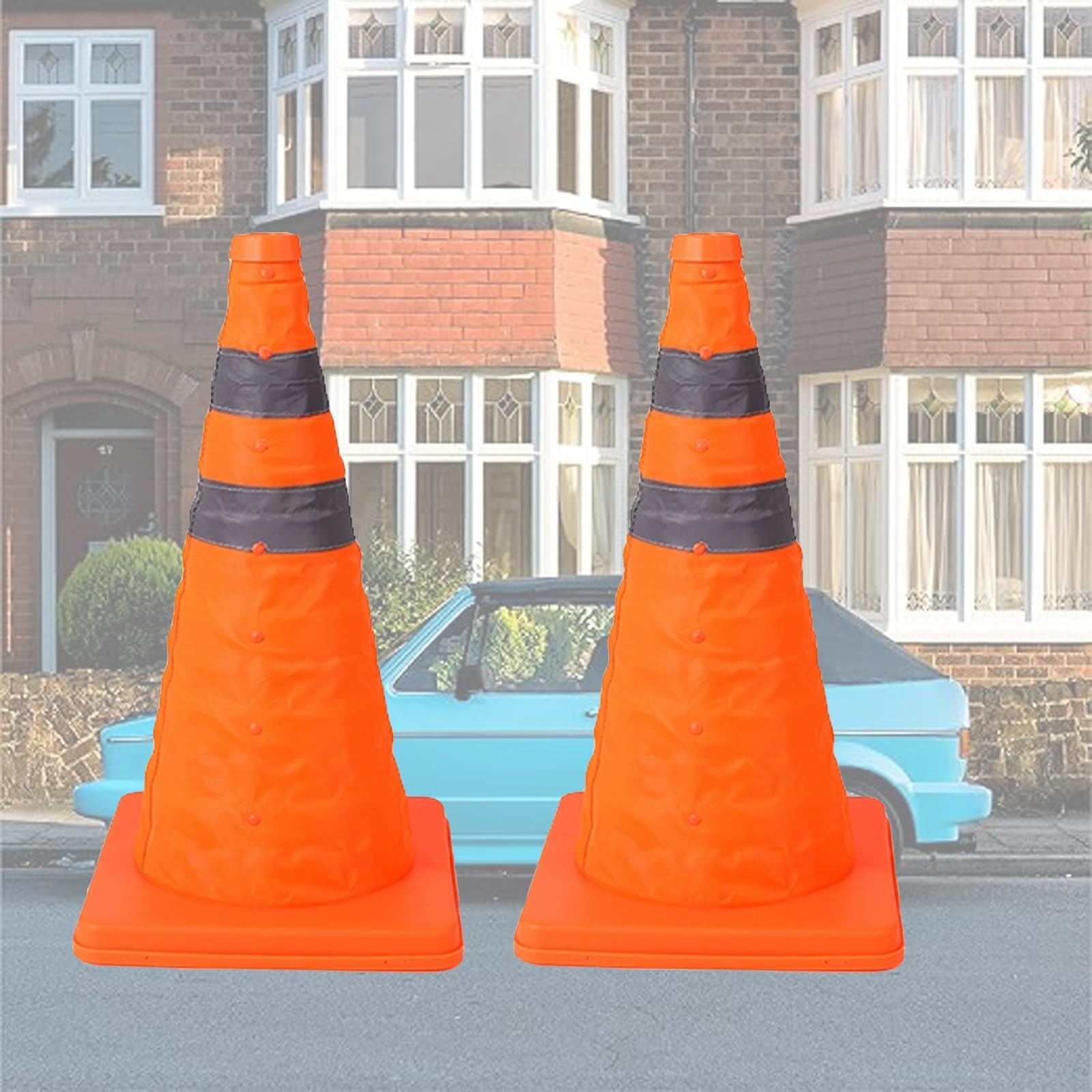 Cône de Signalisation, Plot de Chantier, Cônes de Sécurité Routière Pliables, Cônes Polyvalents avec Collier Réfléchissant, Cônes de Stationnement for le Stationnement Routier, Pratique de la Conduite