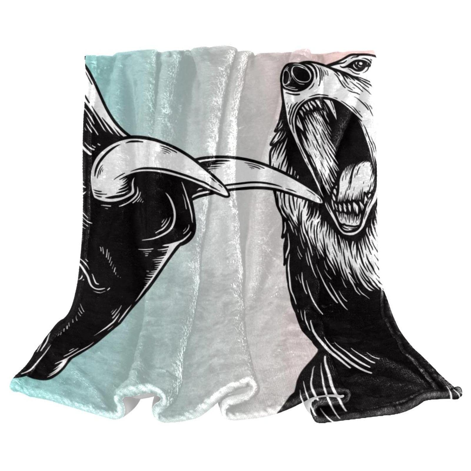 Couverture polaire ours et taureau en peluche légère pour canapé et lit