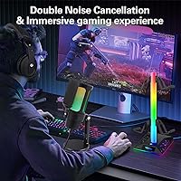 Vista 9 de VCOM Micrófono USB Gaming, Micrófono Dinámico de Condensador para Podcasting, Streaming, con Silenciado Rápido, Soporte de Escritorio, Filtro Pop